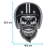 Großer Bärtiger Biker Totenkopf Rückenpatch zum Aufbügeln | Motorrad Kutten Patches, Totenschädel Bügelpatch, Rückenaufnäher, Große Aufnäher für Männer, Finally Home