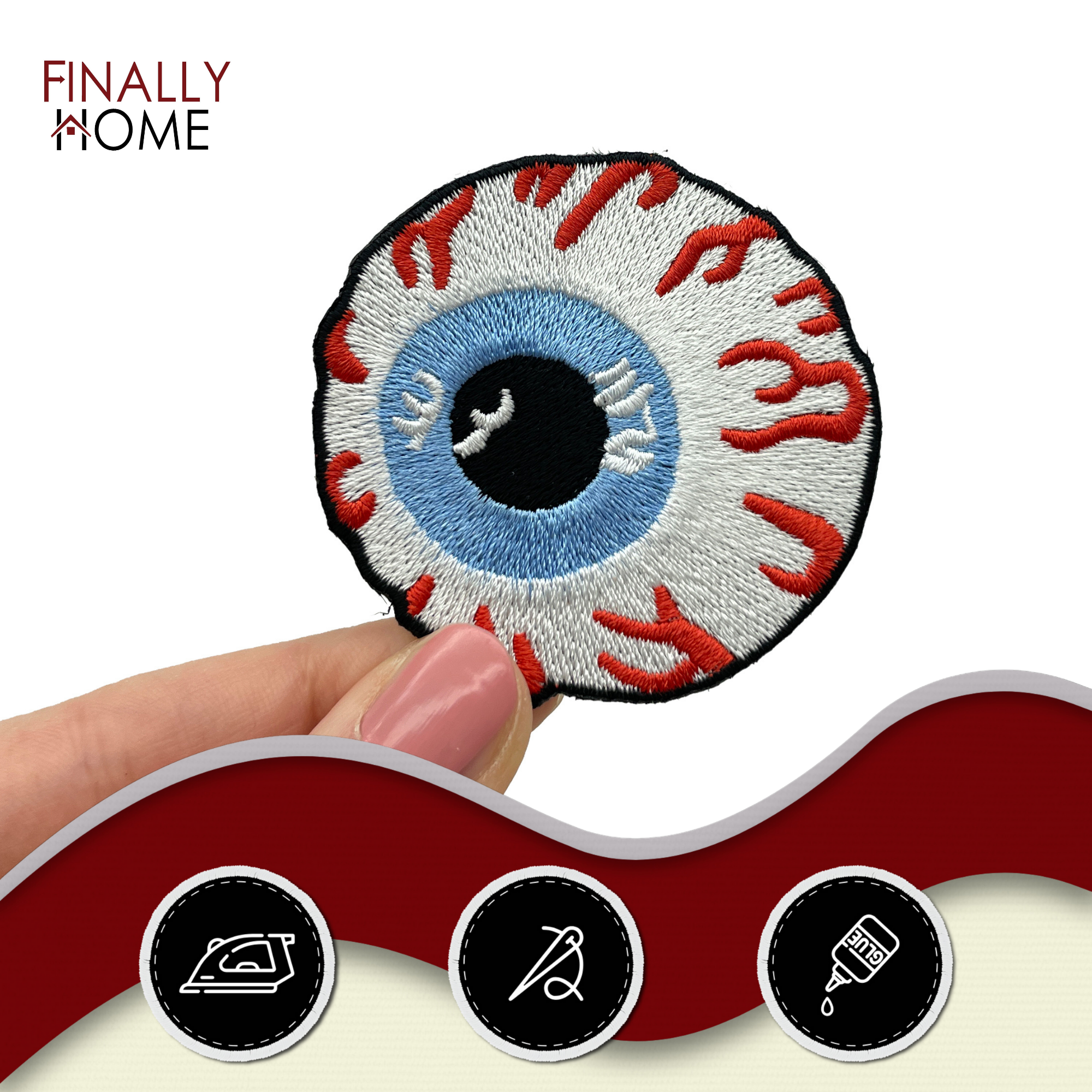 Auge mit rausstehenden Adern Bügelbild Patch zum Aufbügeln | Patches, Aufbügelmotive, Finally Home