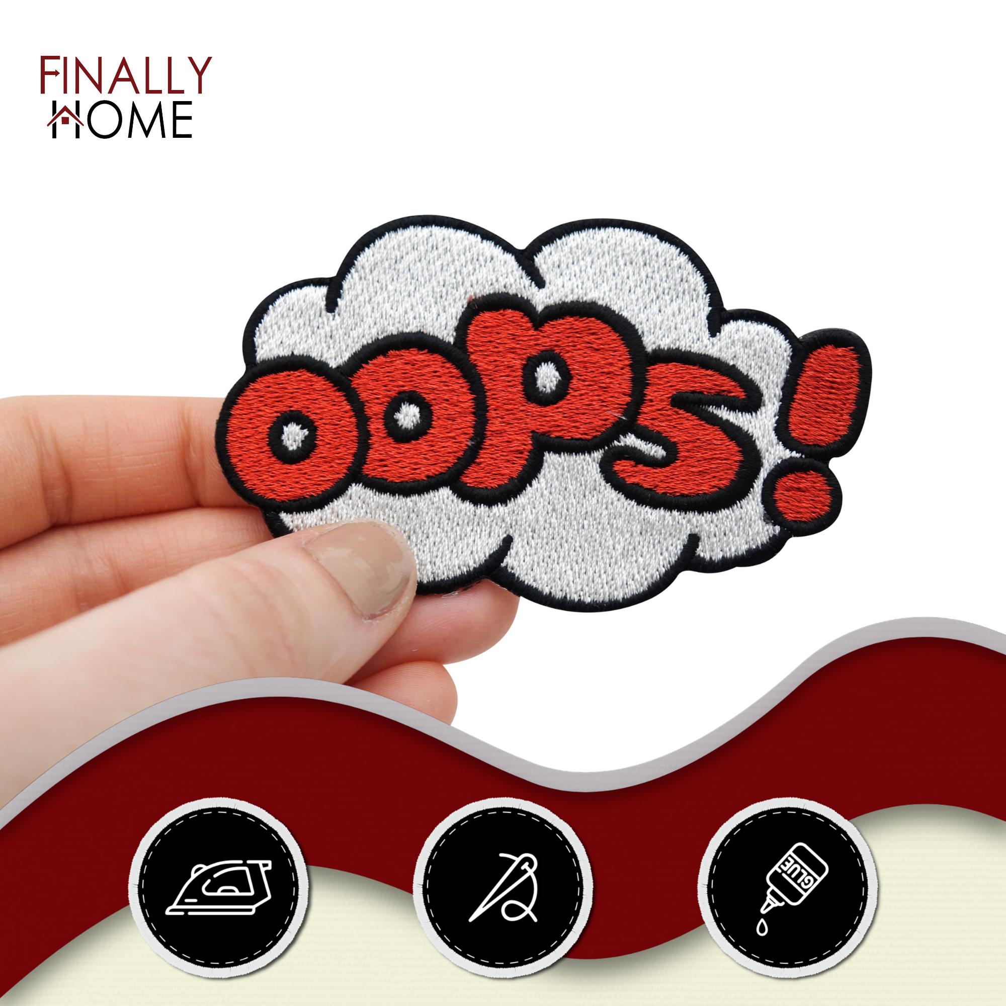 Oops Comic Design Wolke Bügelbild Patch zum Aufbügeln | Patches, Aufbügelmotive Finally Home