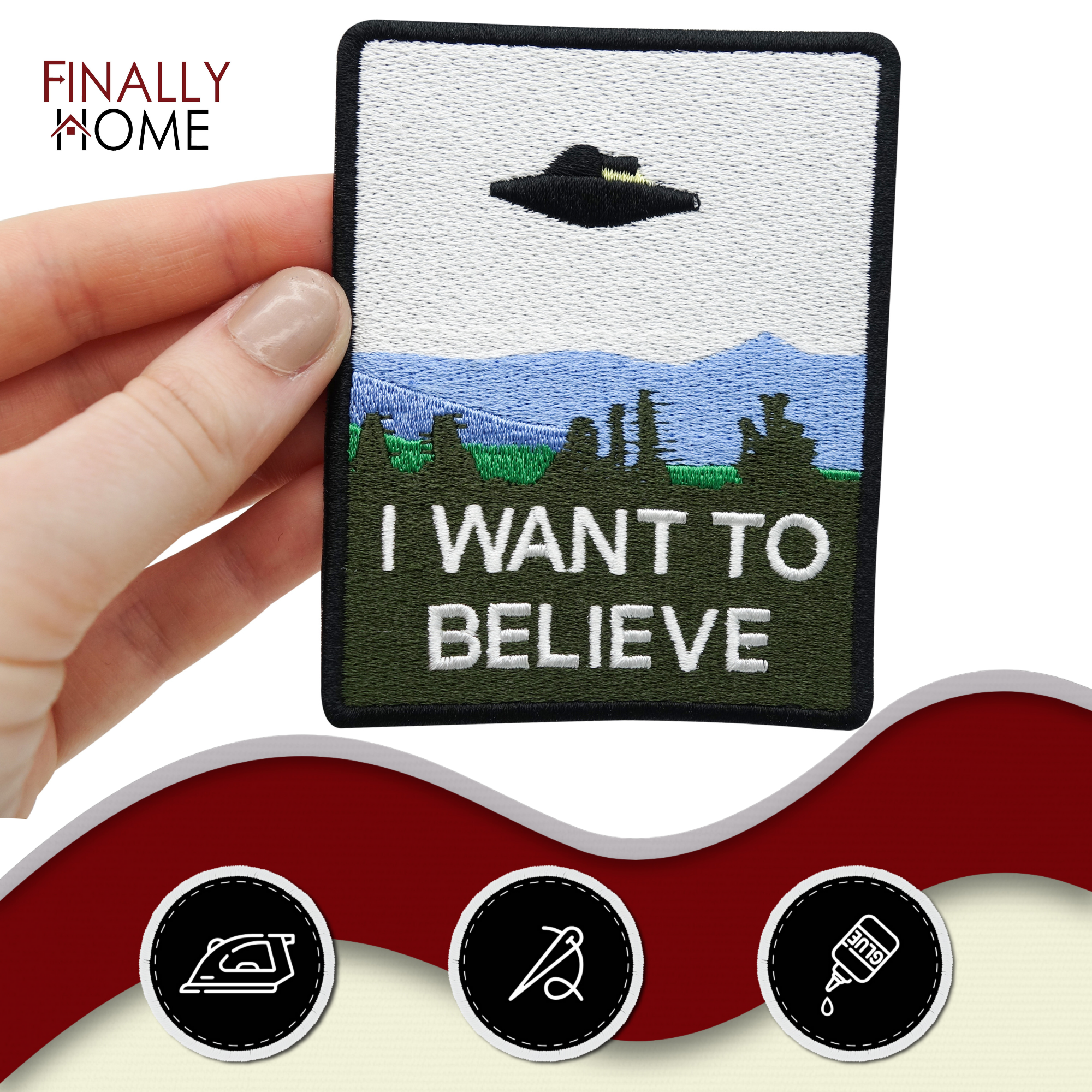 I want to believe Ufo Alien Patches zum Aufbügeln | Patch, Bügelflicken, Flicken, Aufnäher Finally Home