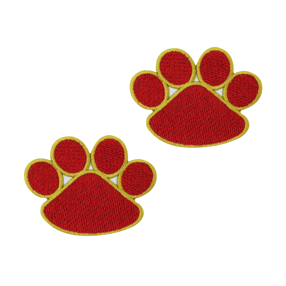 Zwei rote Hundepfoten Patches zum Aufbügeln | Zwei Hunde Pfoten Patch, Bügelflicken, Flicken, Aufnäher