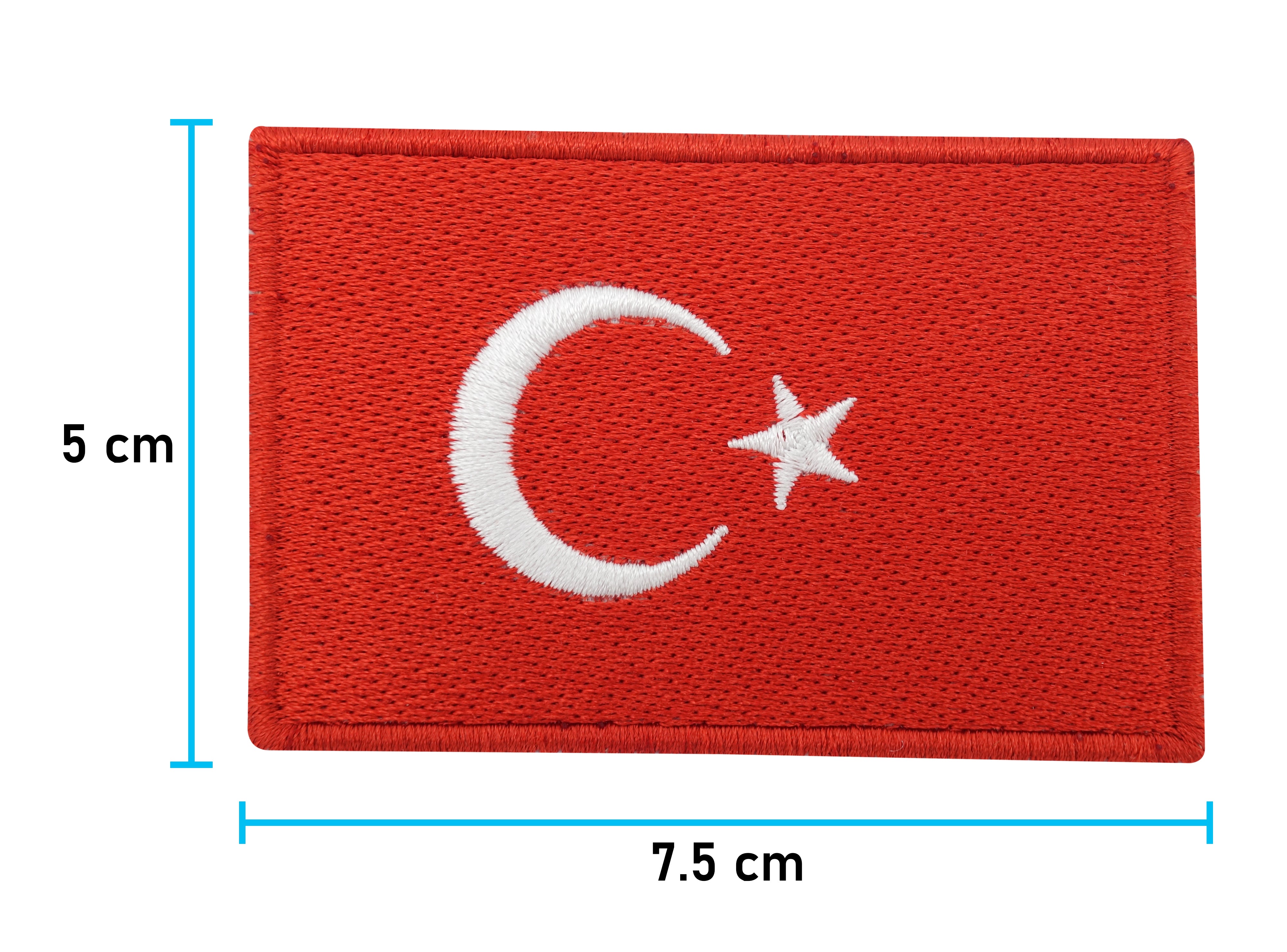 Türkei Flagge Patch mit der Maße: 5 x 7,5 cm