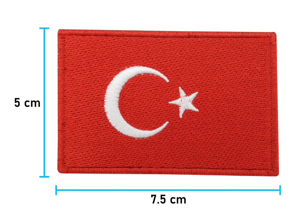Türkei Flagge Patch mit der Maße: 5 x 7,5 cm
