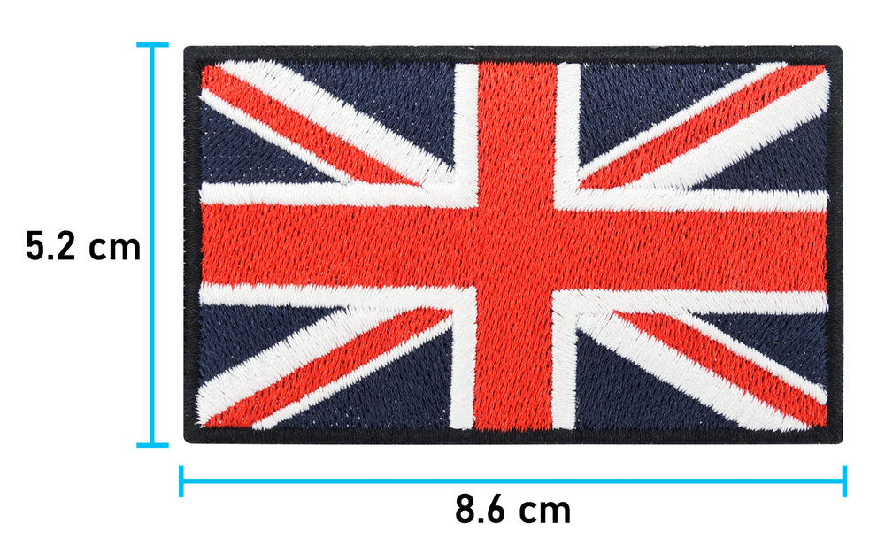 Großbritannien Flagge Klettptach mit der Maße: 5,2 x 8,6 cm