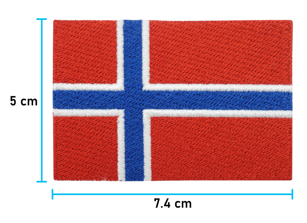 Norwegen Flagge Patch mit der Maße: 5 x 7,4 cm