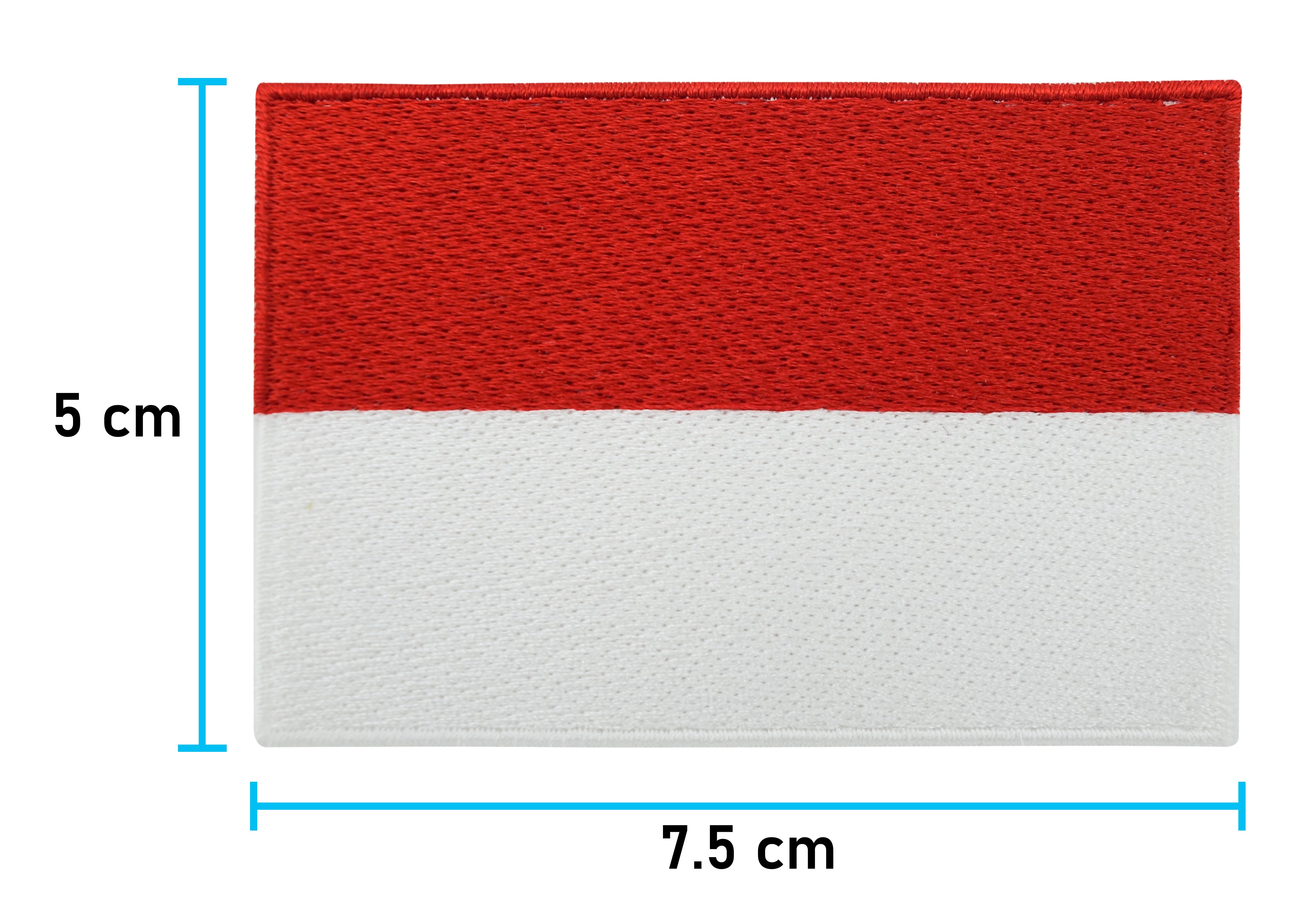 Indonesien Flagge Patch mit der Maße: 5 x 7,5 cm