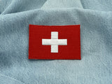 Schweiz Flagge Patch auf blauer Jeans