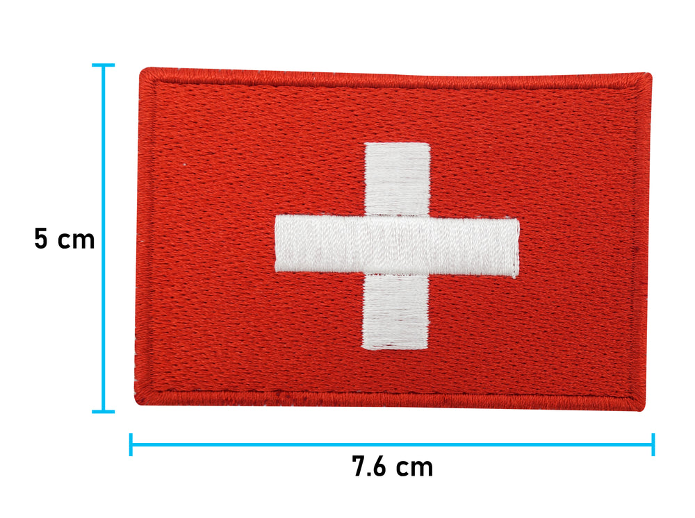 Schweiz Flagge Klett Patch mit der Maße: 5 x 7,6 cm 