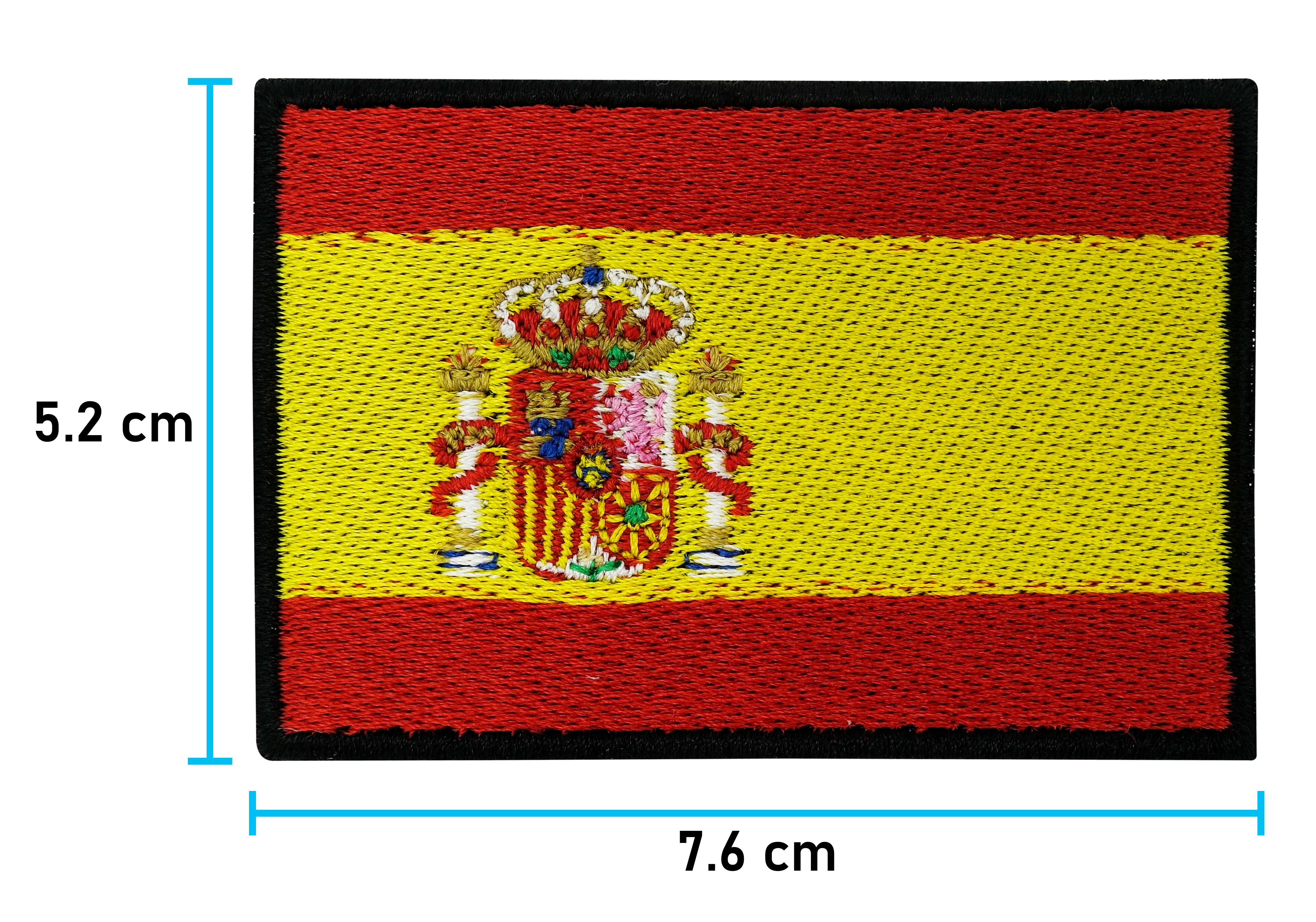 Spanien Flagge Patch mit der Maße: 5,2 x 7,6 cm