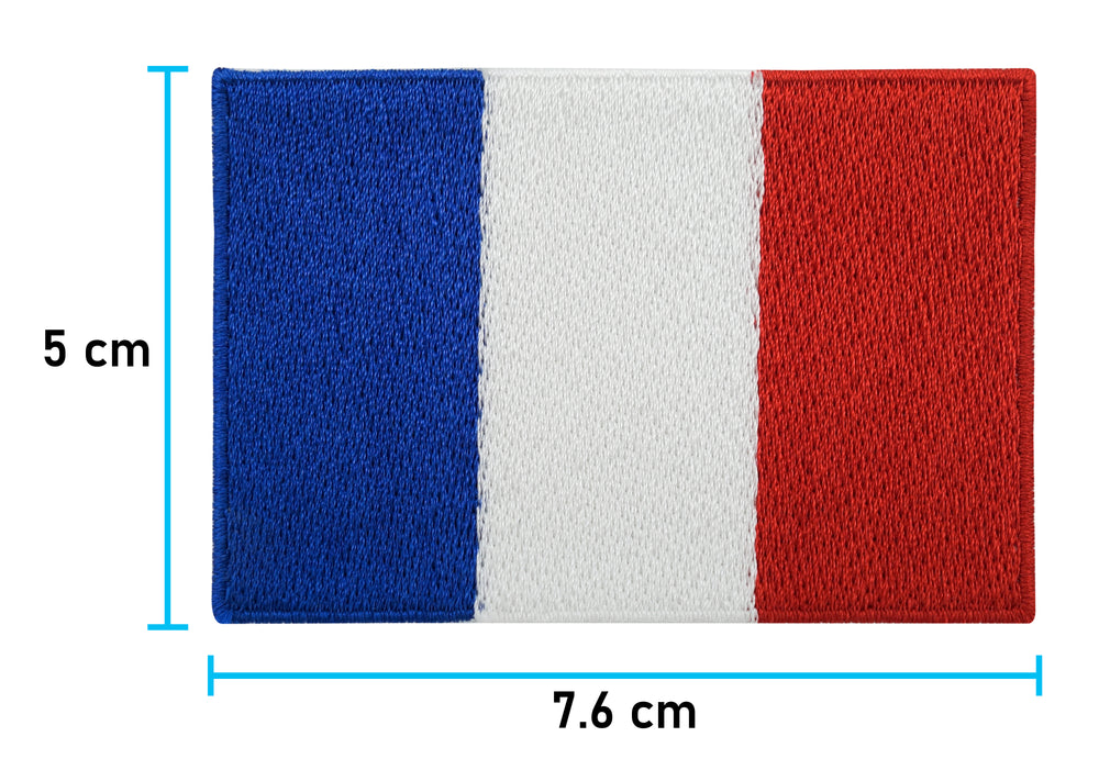 Frankreich Flagge Patch mit der Maße: 5 x 7,6 cm