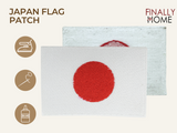 Japanische Fahne Patch - Vorder- und Rückansicht mit Bügelfolie und "Finally Home" Logo