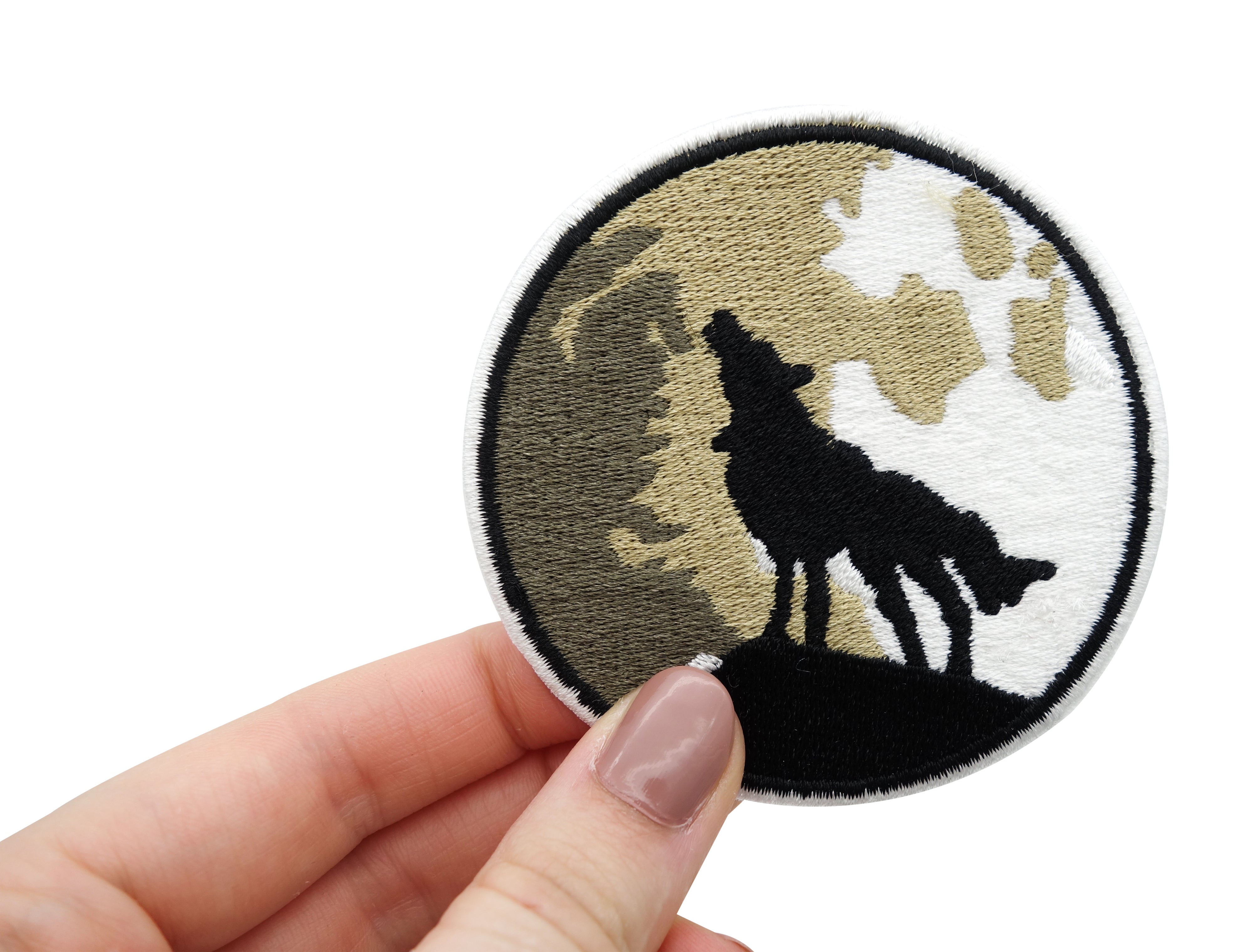 Wolf der den Mond anheult Patch zum Aufbügeln Biker Aufnäher Motorrad Aufbügler