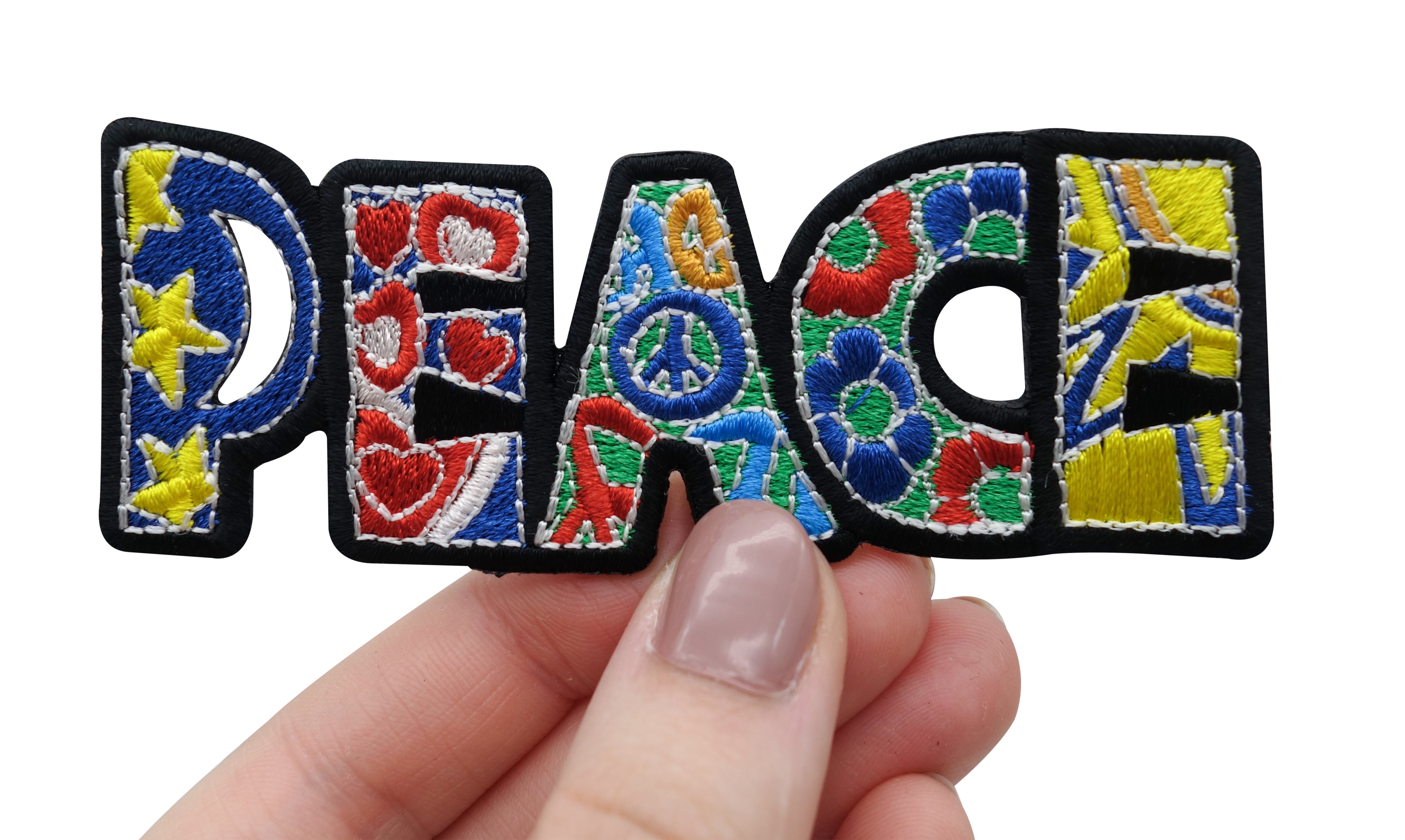 Bunter Peace Hippie Patch zum Aufbügeln Bügelflicken Flicken Aufnäher Bus Aufbügler