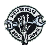 Kutte-Motorsport-Harley-Davidson-Weste-Lederkutte-Rocker-Helm-Club-Totenkopf-Totsenschädel-Skelett-Aufbügler-Bügelpatch-Stoff
