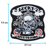 Kutte-Motorsport-Davidson-Weste-Lederkutte-Honda-Rocker-Bike-Retro-Lone-Wolf-Totenschädel-Skelett-Aufbügler-Bügelbild-Bügelpatch