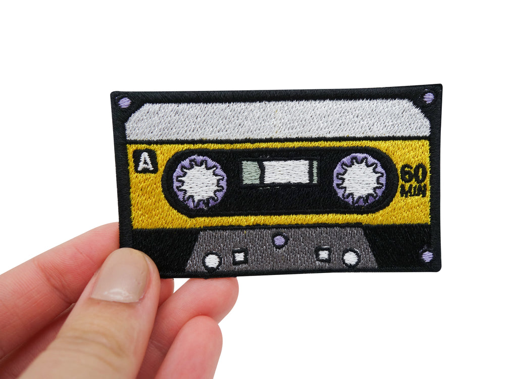 Flicken-Bügelflicken-Aufbügler-Bügelbild-Bügelpatch-Jeansjacke-Retro-Vintage-Old-School-Schallplatte-Album-80s-Band