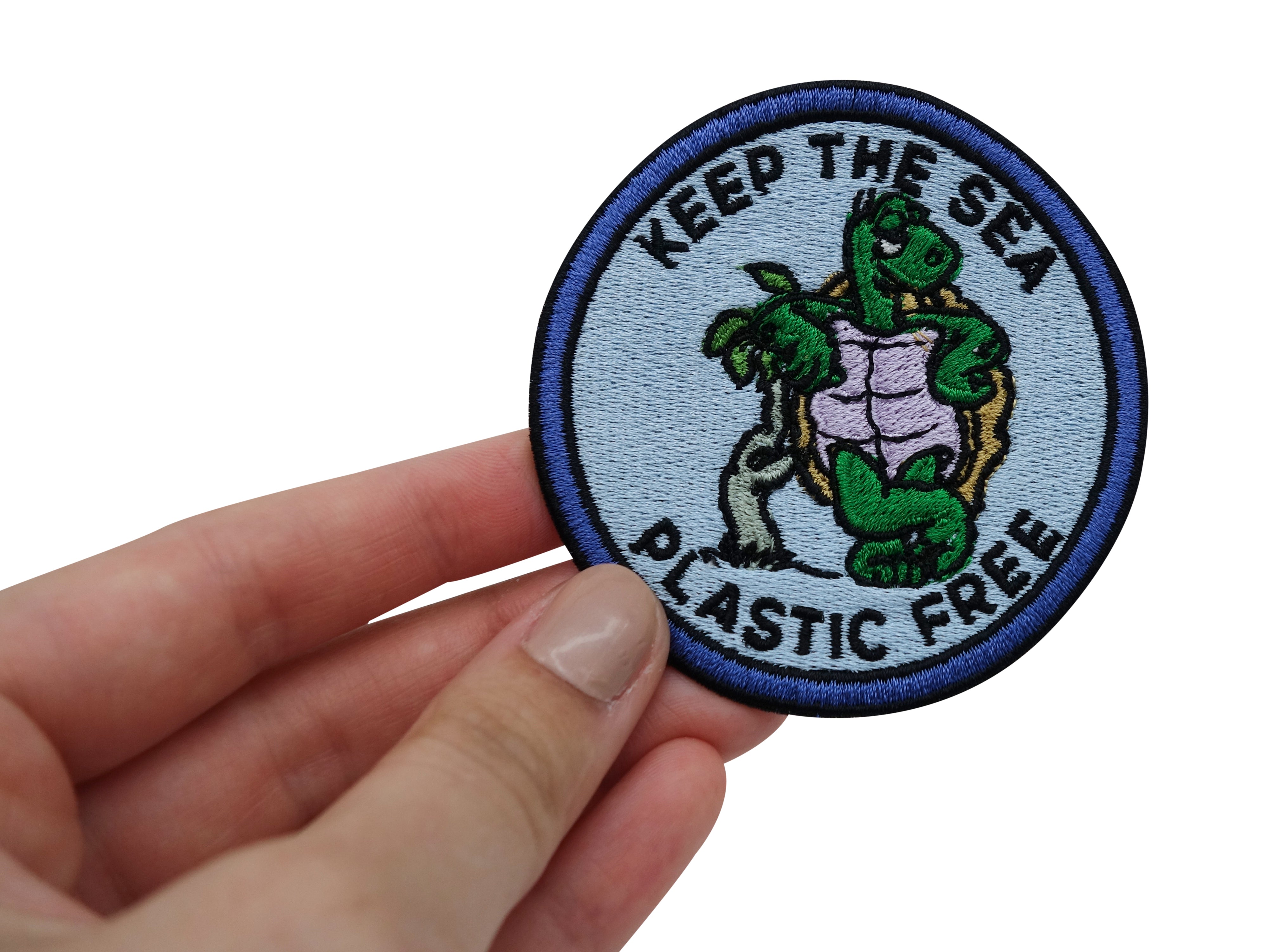 Flicken-Bügelflicken-Aufbügler-Bügelbild-Bügelpatch-Jeansjacke-Erde-Umweltschutz-Öko-Naturschutz-Klimaschutz-Wasser