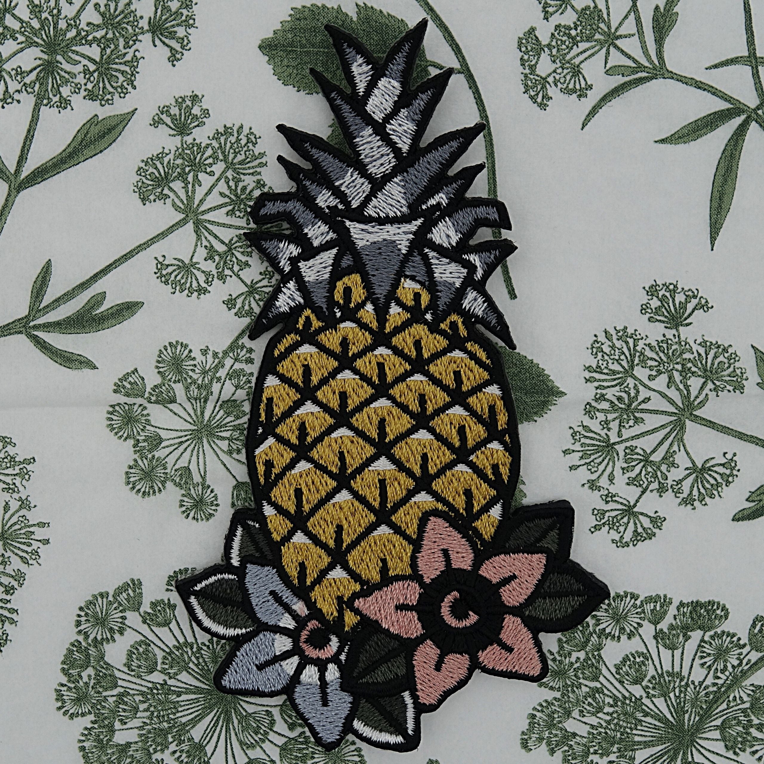 Ananas mit Blumen Patch zum Aufbügeln Früchte Patches Aufnäher Bügelbild