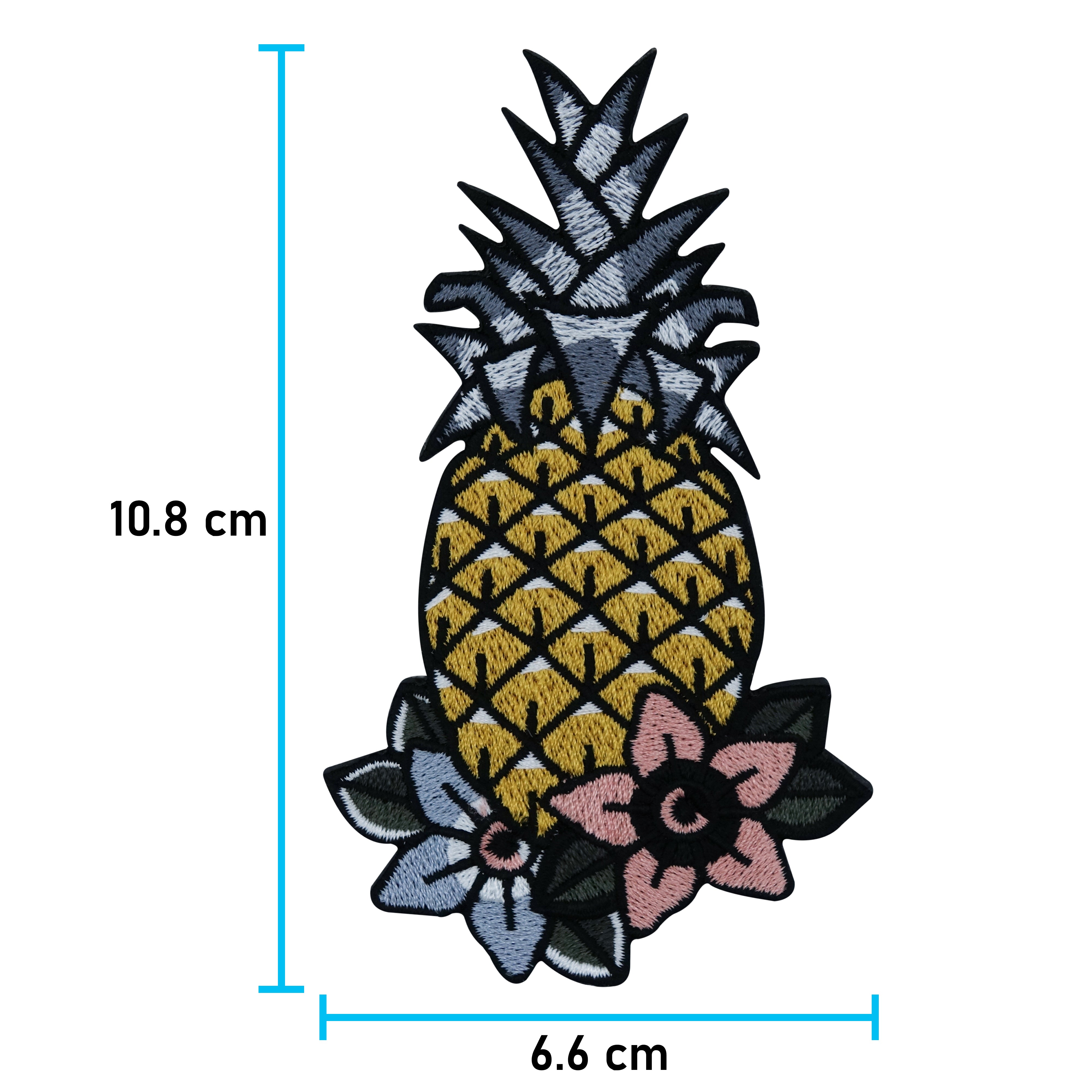Ananas mit Blumen Patch zum Aufbügeln Früchte Patches Aufnäher Bügelbild