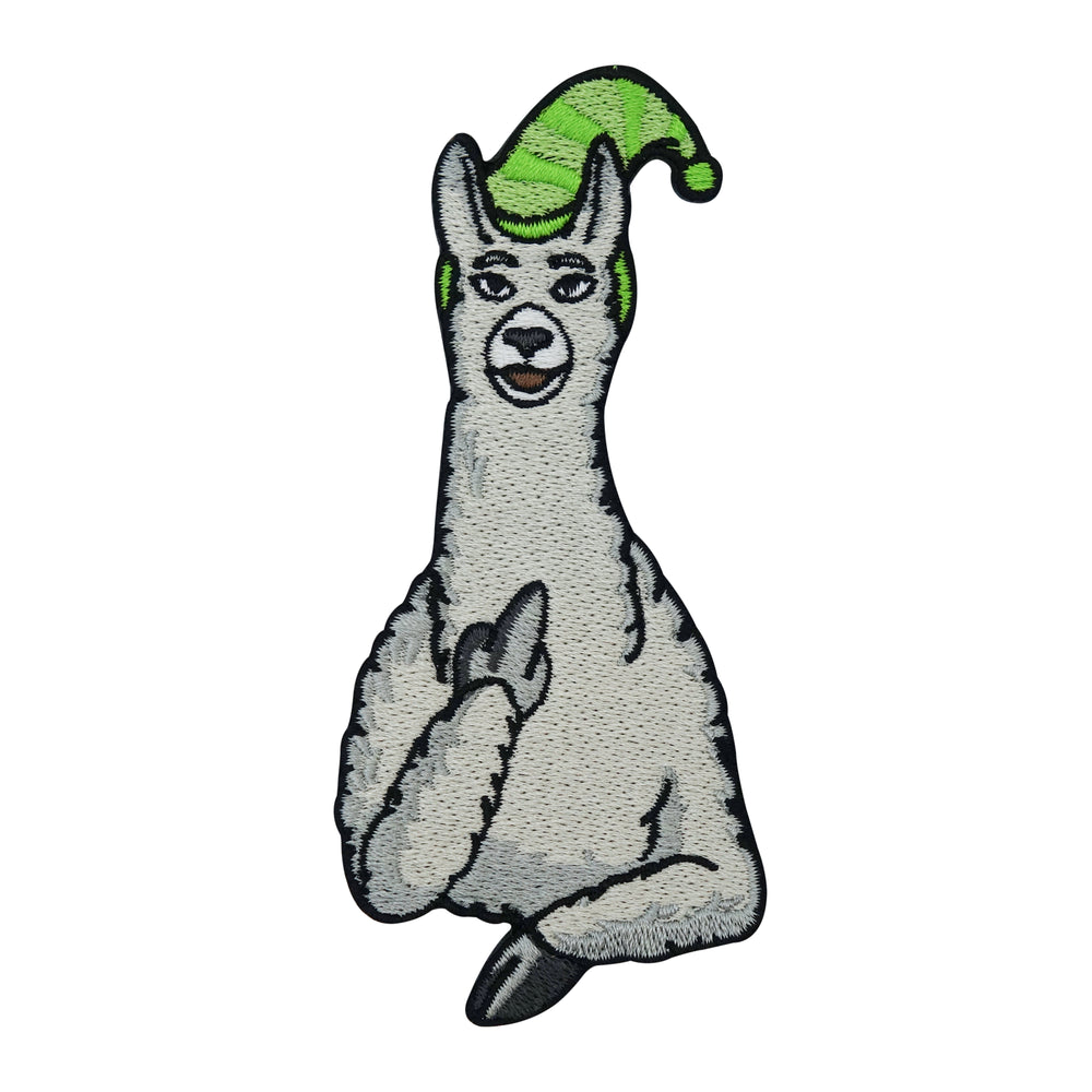 Flicken-Bügelflicken-Aufbügler-Bügelbild-Bügelpatch-Jeansjacke-Stinkefinger-Südamerika-Mexiko-Alpaca