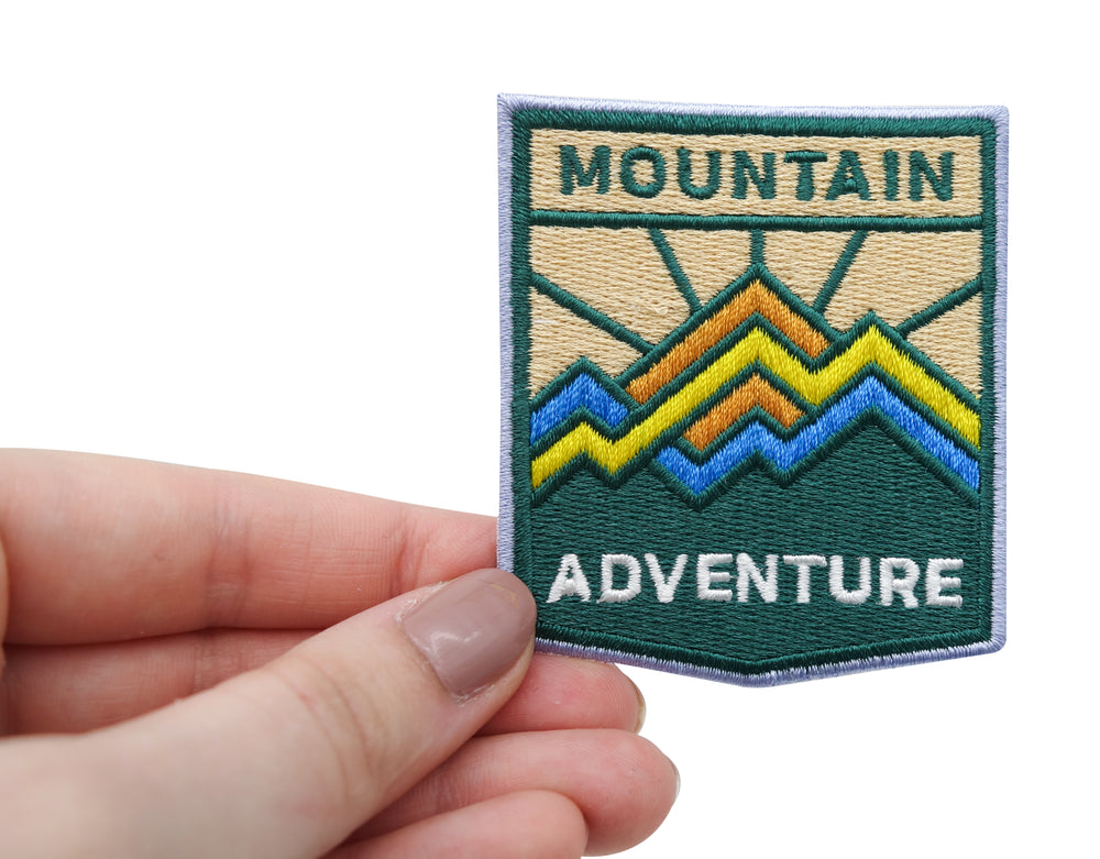 Berge-Sonne-Mond-Berg-Patches-Aufbügler-Bügelpatches-Flicken-Bügelflicken-Retro-Vintage