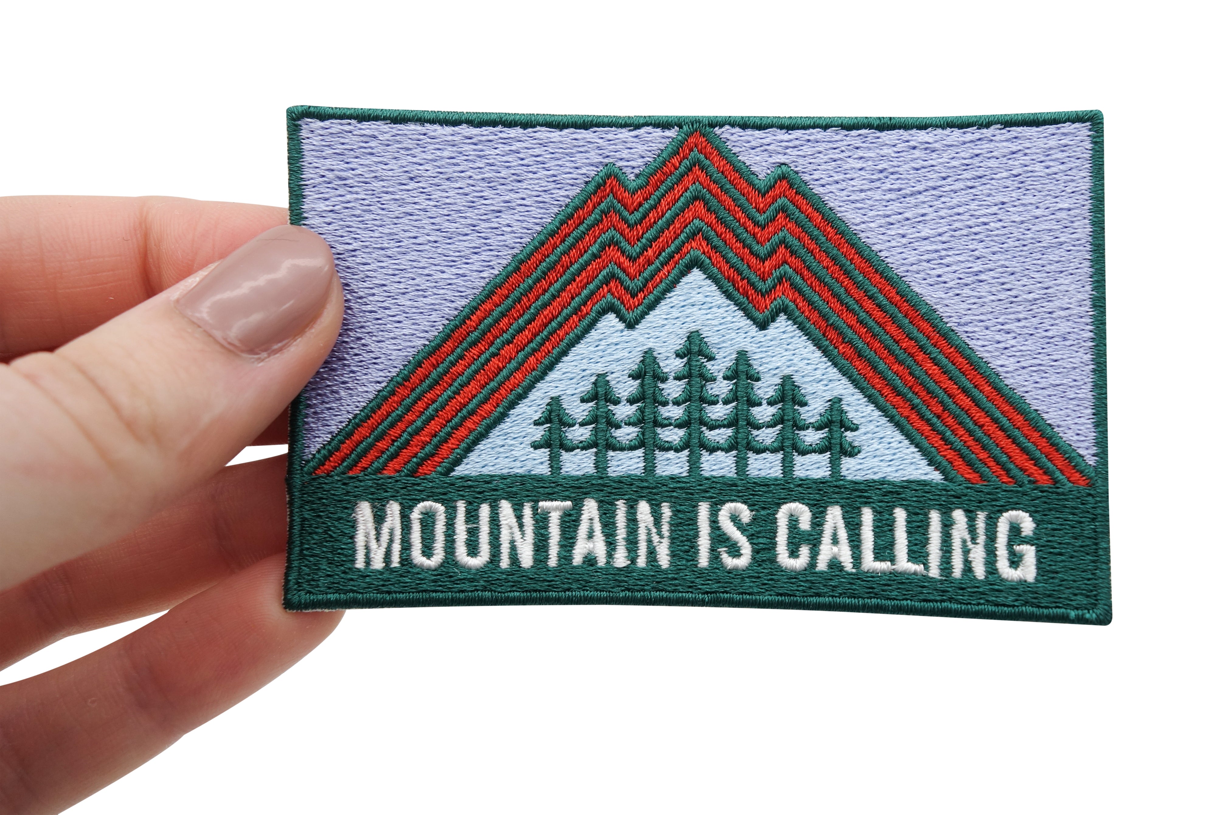 Camping-Berge-Bäume-Flicken-Bügelflicken-Aufbügler-Bügelpatches-Retro-Grün-Rot-Blau