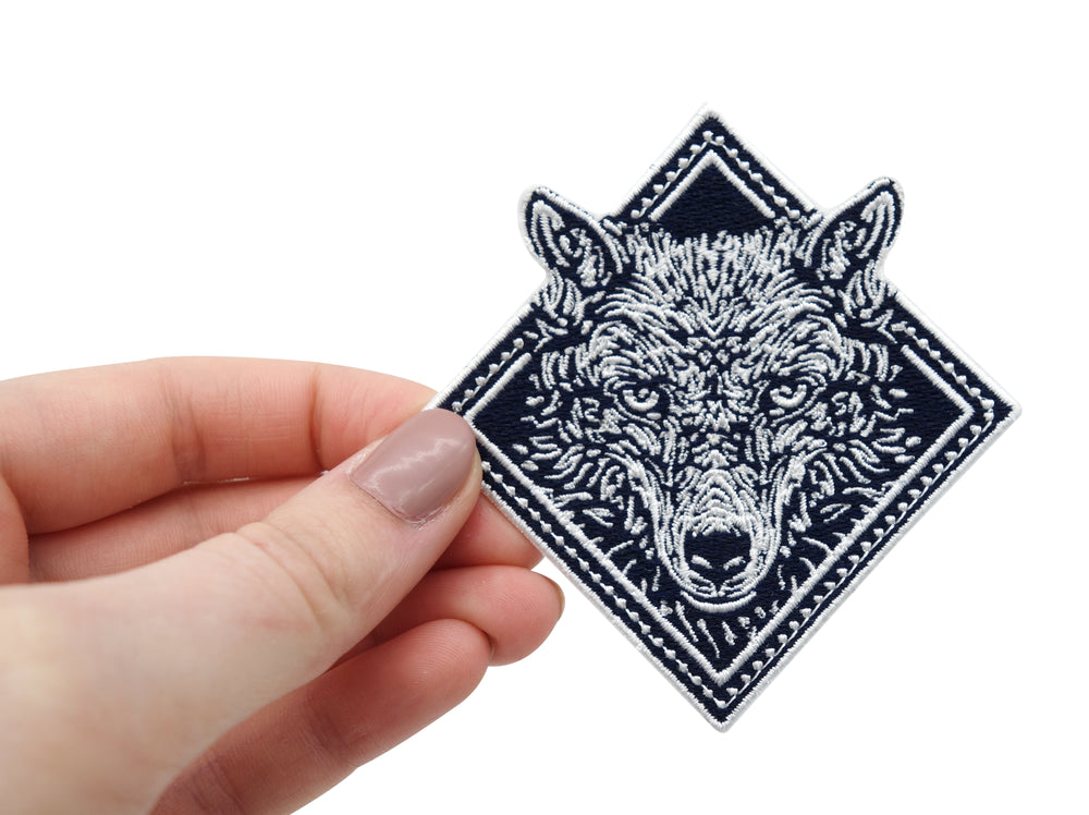 Wolf-Kopf-Wolfskopf-Aufbügler-Backpatch-Kutte-Biker-Odin-lone-wolf-Motorrad-Aufbügler