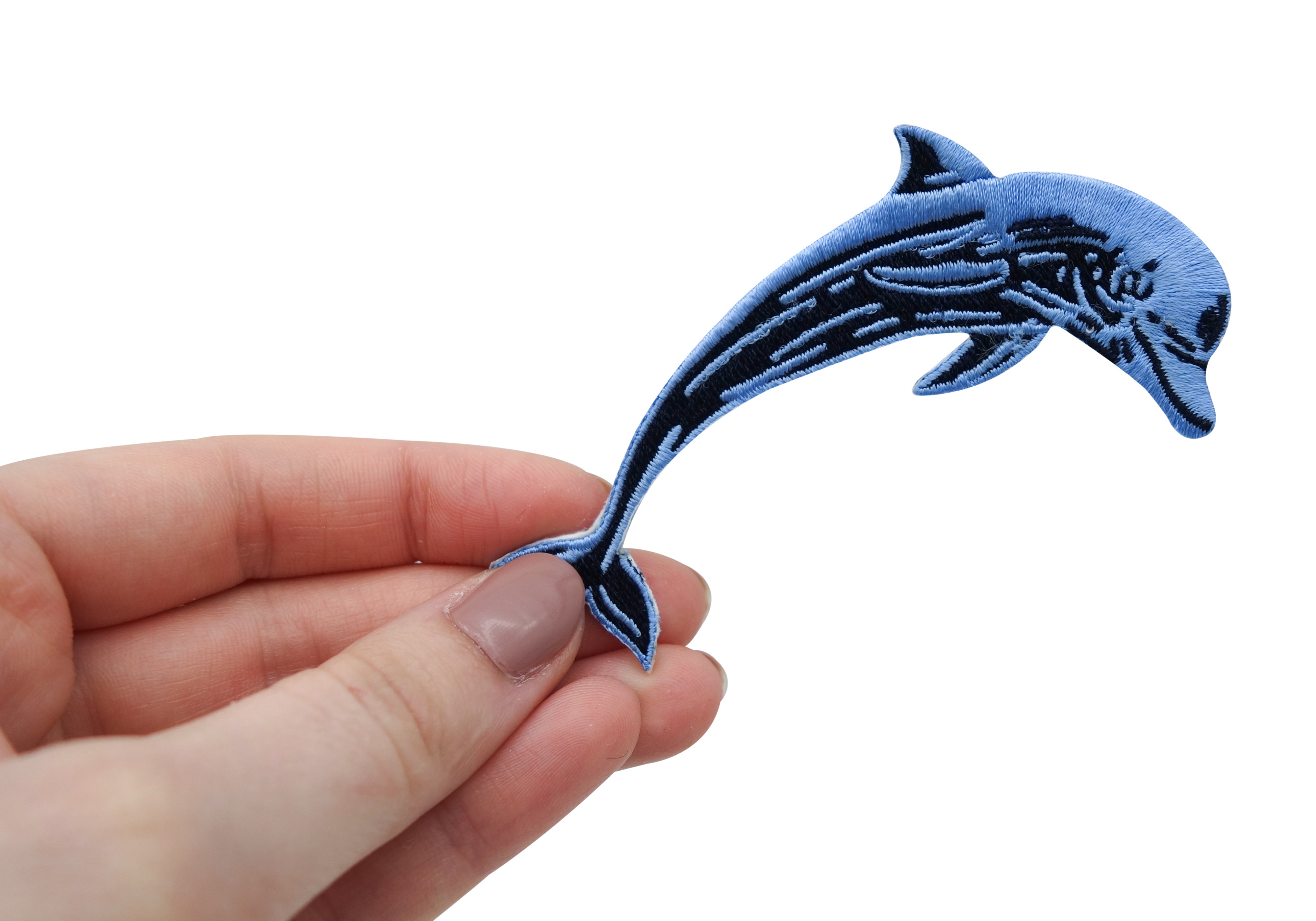 Delfin Patch zum Aufbügeln Delphin Meer Flicken Tiere Aufnäher Kinder