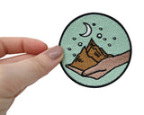 Mond-Sterne-Bergen-Bügelpatch-Bügelbild-Aufnäher-Hand-Finger