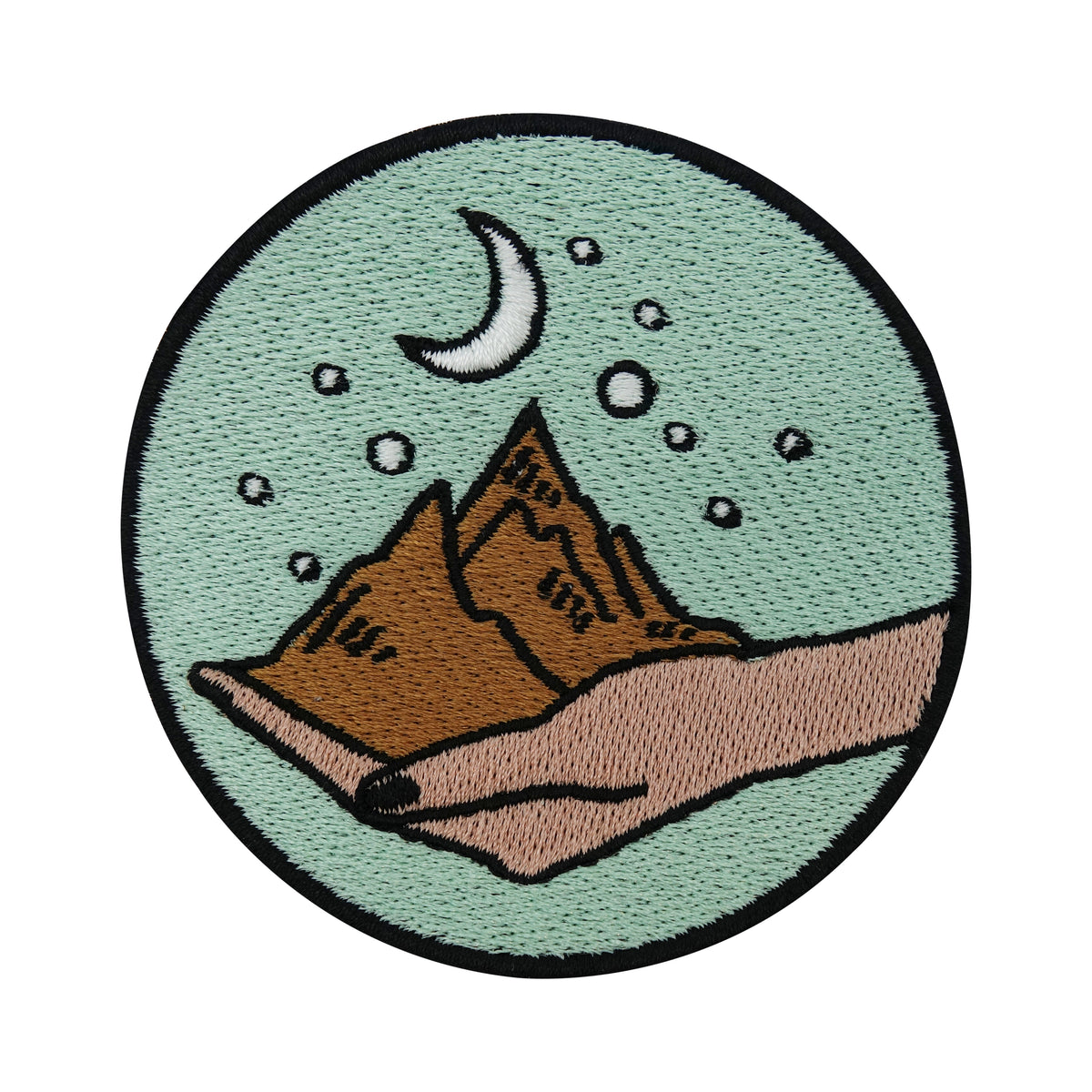 Mond-Sterne-Bergen-Bügelpatch-Bügelbild-Aufnäher