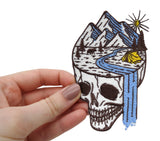 Totenkopf-Totenschädel-Natur-Applikation-Vintage-Aufbügelflicken-Bügelaufkleber