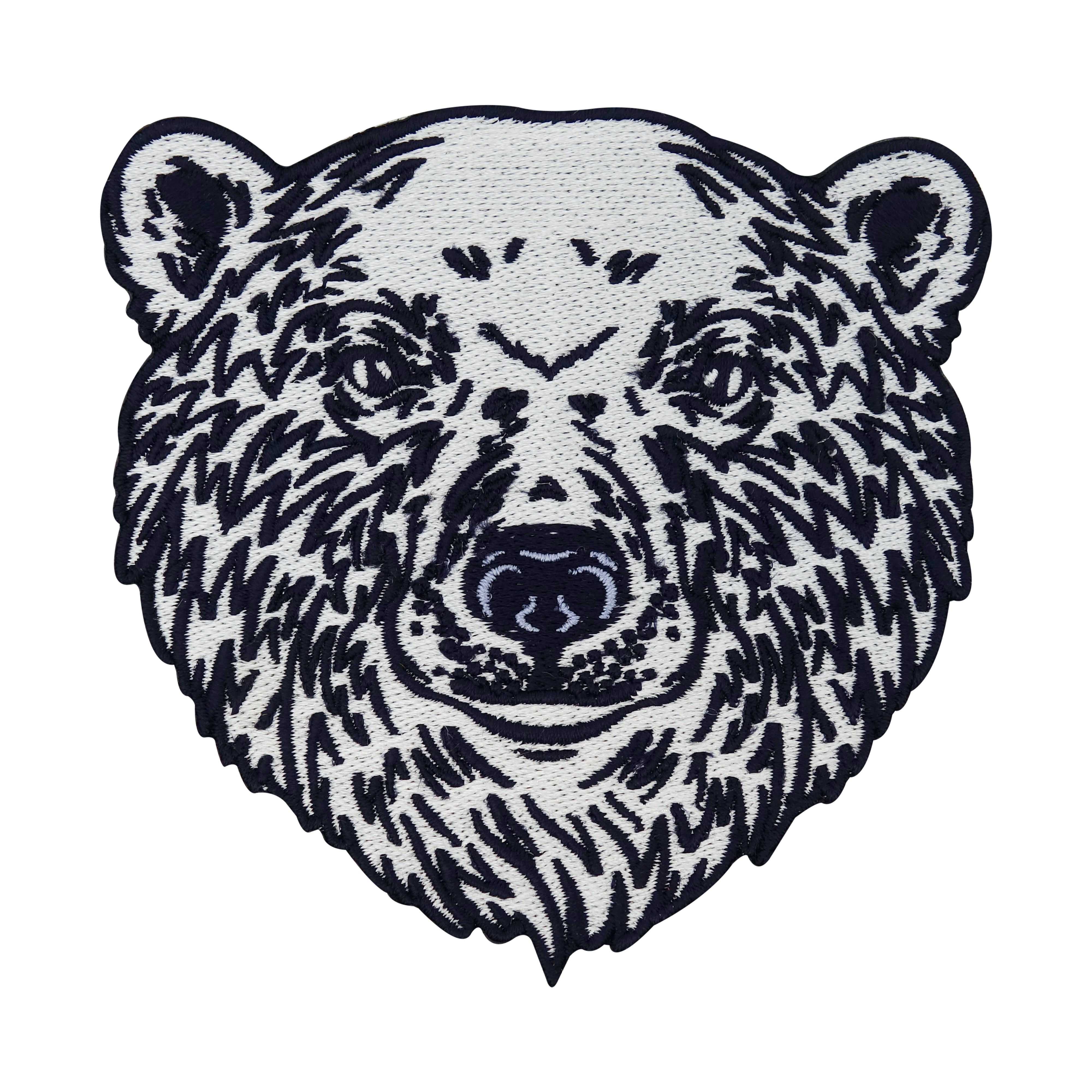 Großer Eisbär Kopf Patch zum Aufbügeln Schnee Eis Bär Aufnäher Bügelbild