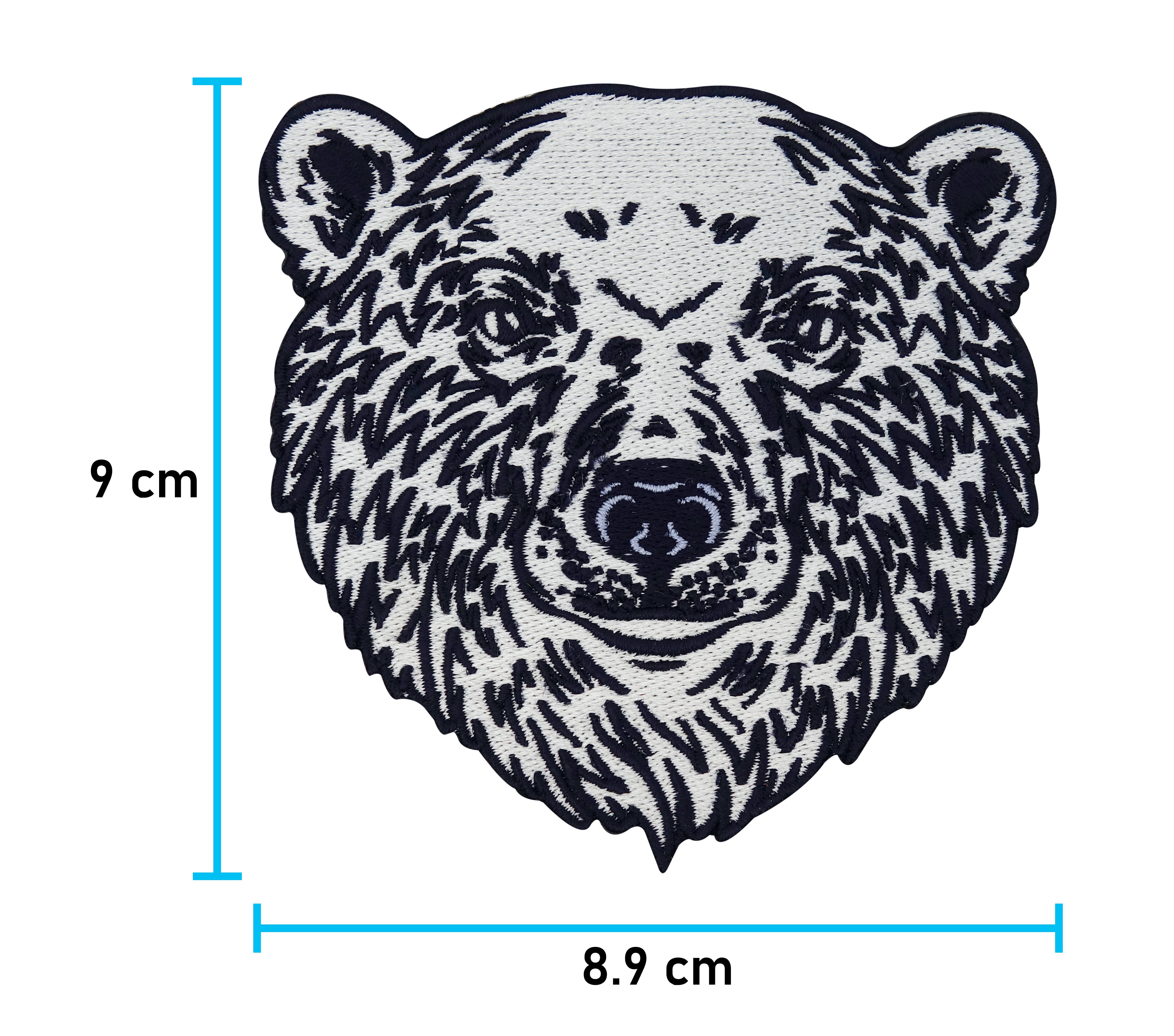 Großer Eisbär Kopf Patch zum Aufbügeln Schnee Eis Bär Aufnäher Bügelbild