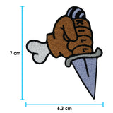 Knochen Hand Patch zum Aufbügeln Skelett Messer Aufnäher Aufbügler Bügelbild