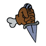 Knochen Hand Patch zum Aufbügeln Skelett Messer Aufnäher Aufbügler Bügelbild