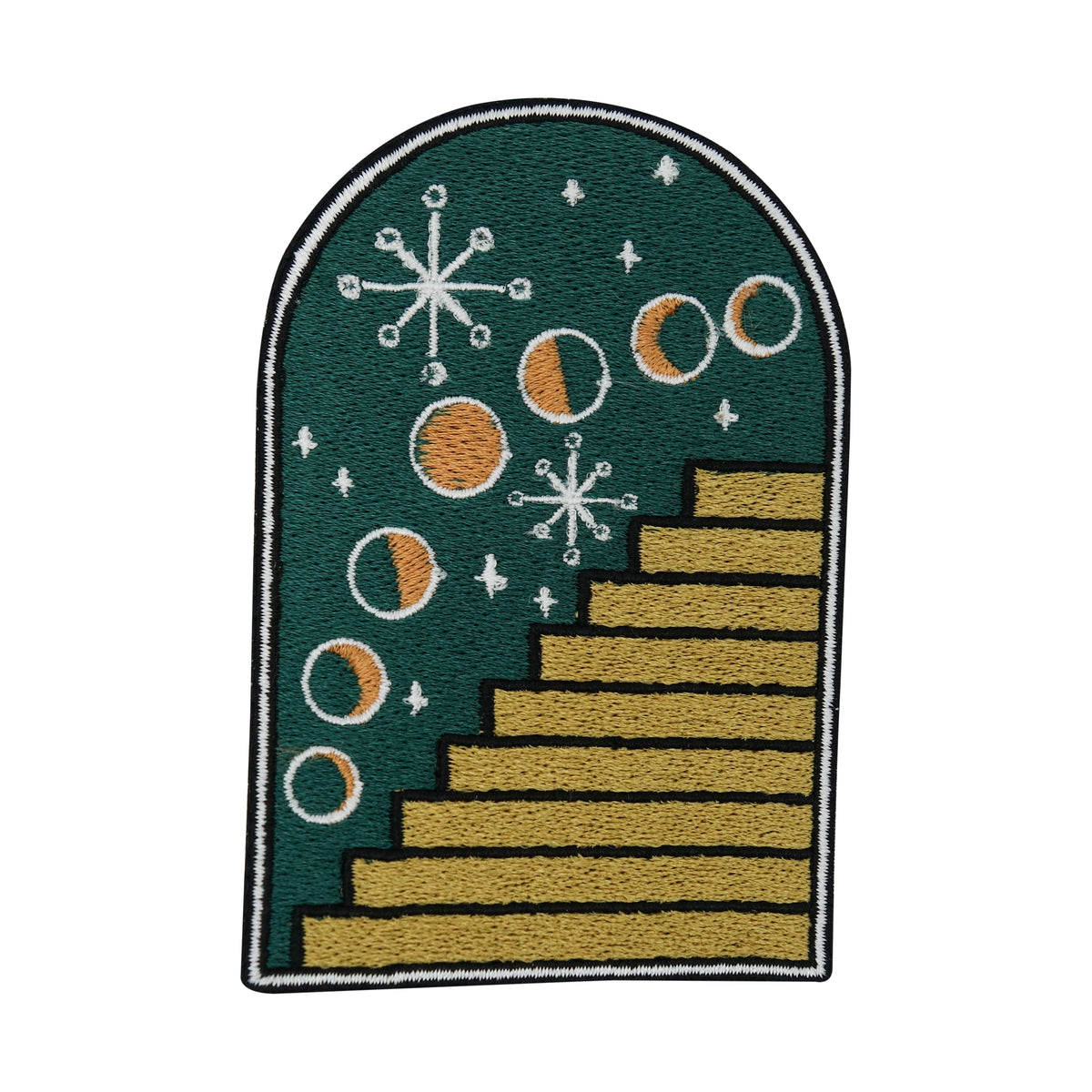 Sterne-Mond-Treppe-Sonne-Natur-Retro-Vintage-Bügelbild-Bügelpatch