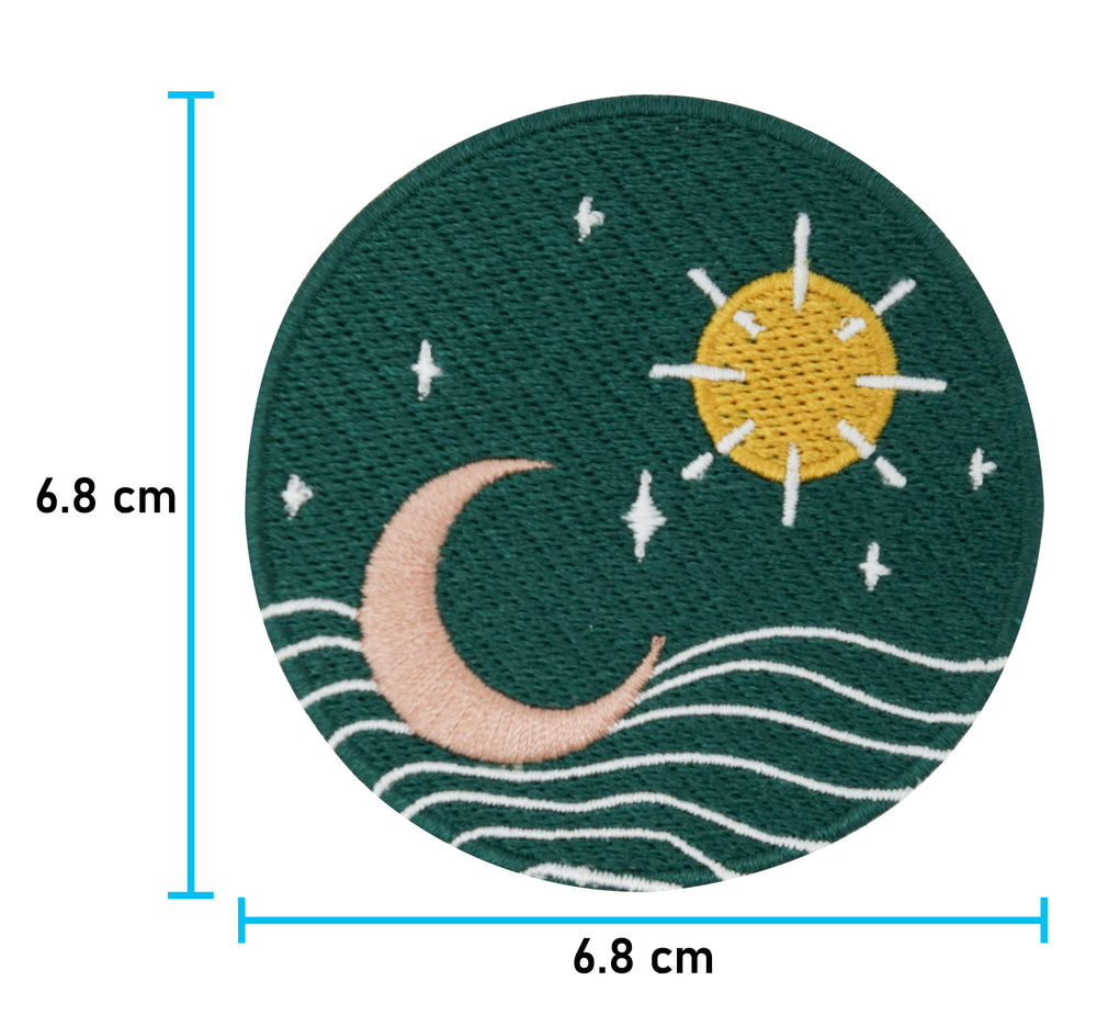 Sonne-Mond-Sterne-Welle-Aufnäher-Patches-Aufbügler-Bügelbild