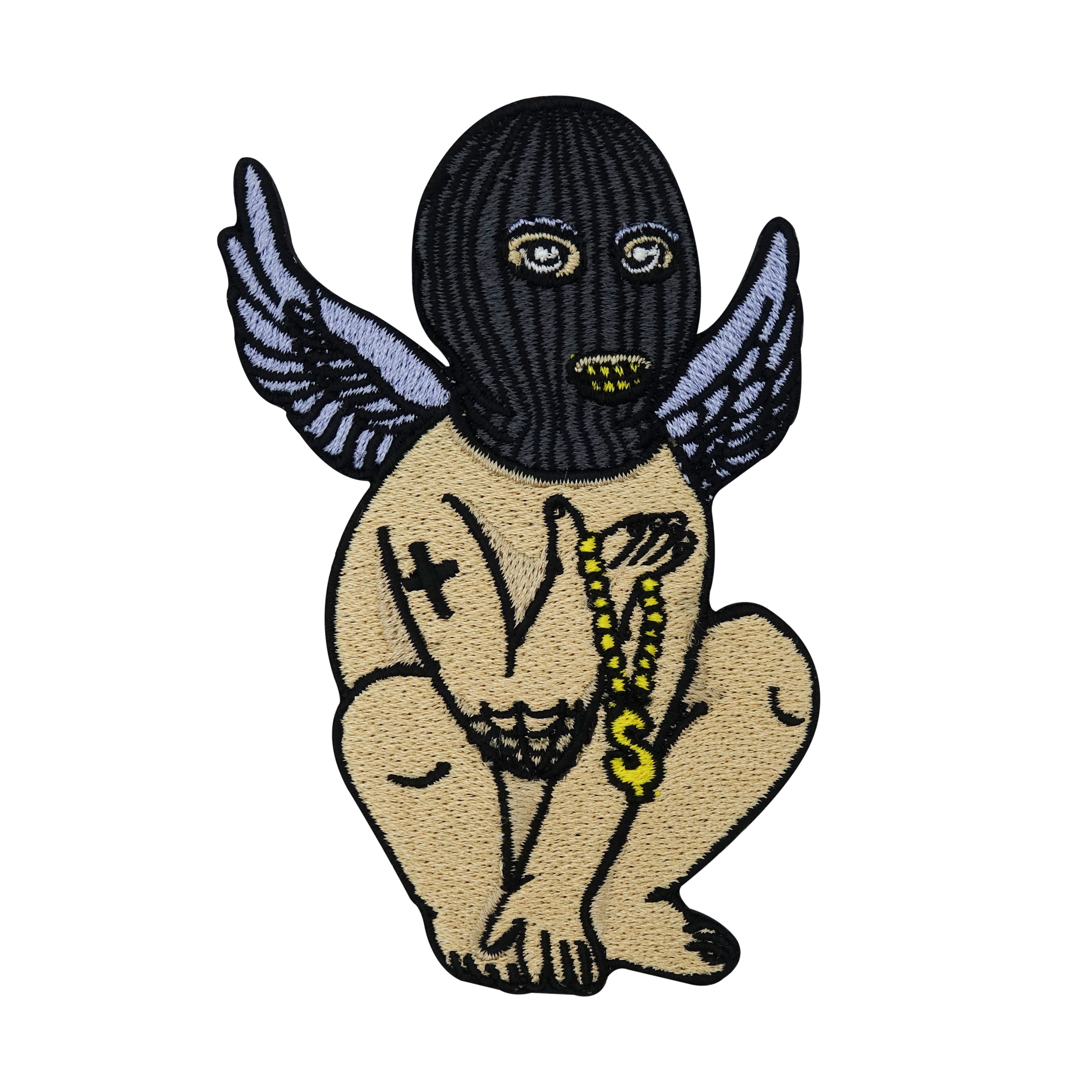 Engel-Patch-HipHop-Rap-Musik-Gold-Aufnäher-Aufbügler-Flicken