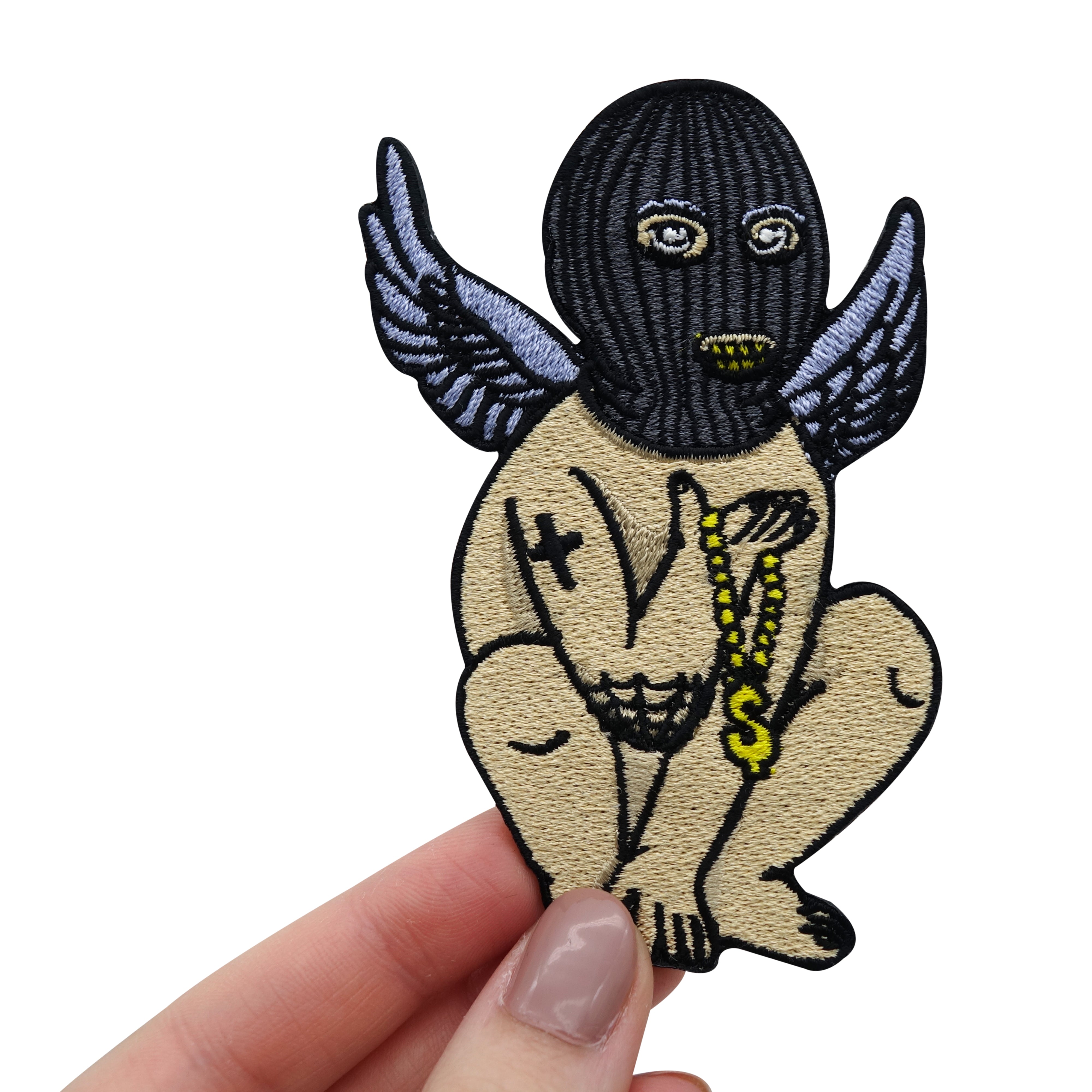 Engel-Patch-HipHop-Rap-Musik-Gold-Aufnäher-Aufbügler-Flicken-Hand