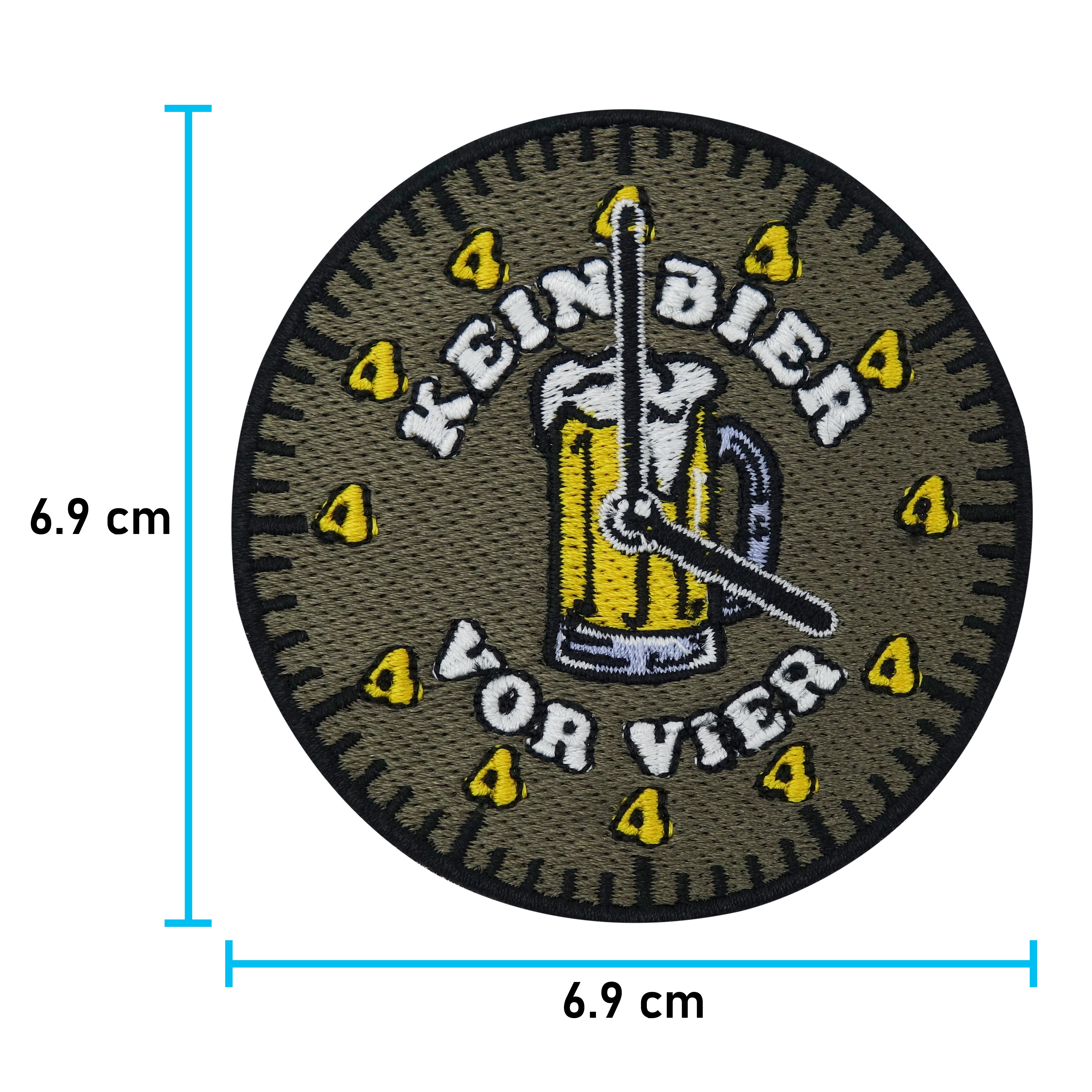 Bier-Beer-witziger-Bügelaufkleber-Bügelpatch-Aufbügler-Aufnäher-Finally-Home-Maße-6,9x6,9cm