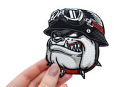 Biker Bulldogge Patch für Lederweste | Motorrad Kutte Aufnäher, Hunde Rückenpatches Motorradjacke