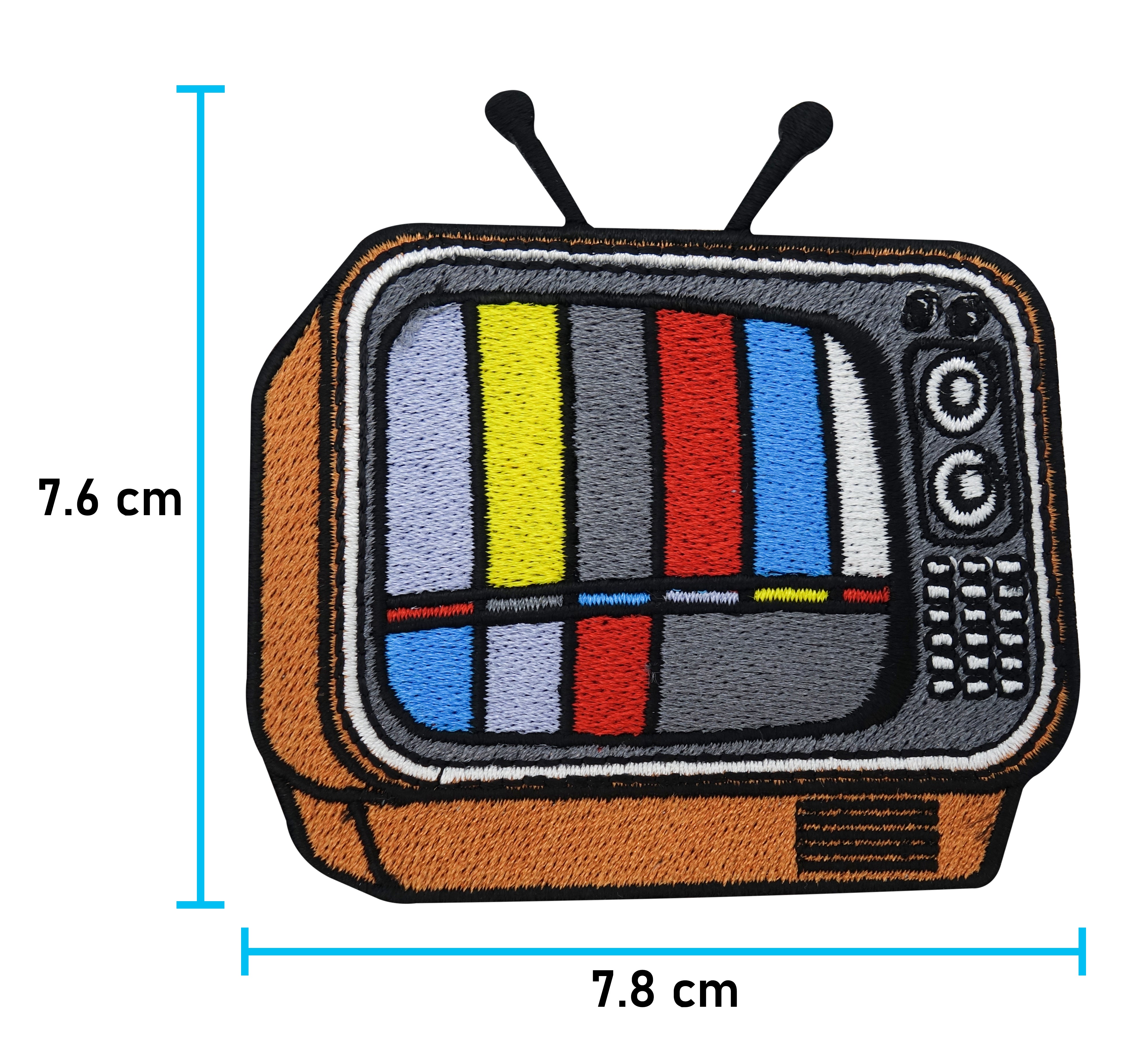 Retro-Vintage-Fernsehr-Patch-zum-Aufbügeln-Aufbügler-Gamer-Serien-Flicken-Maße-7,6x7,8