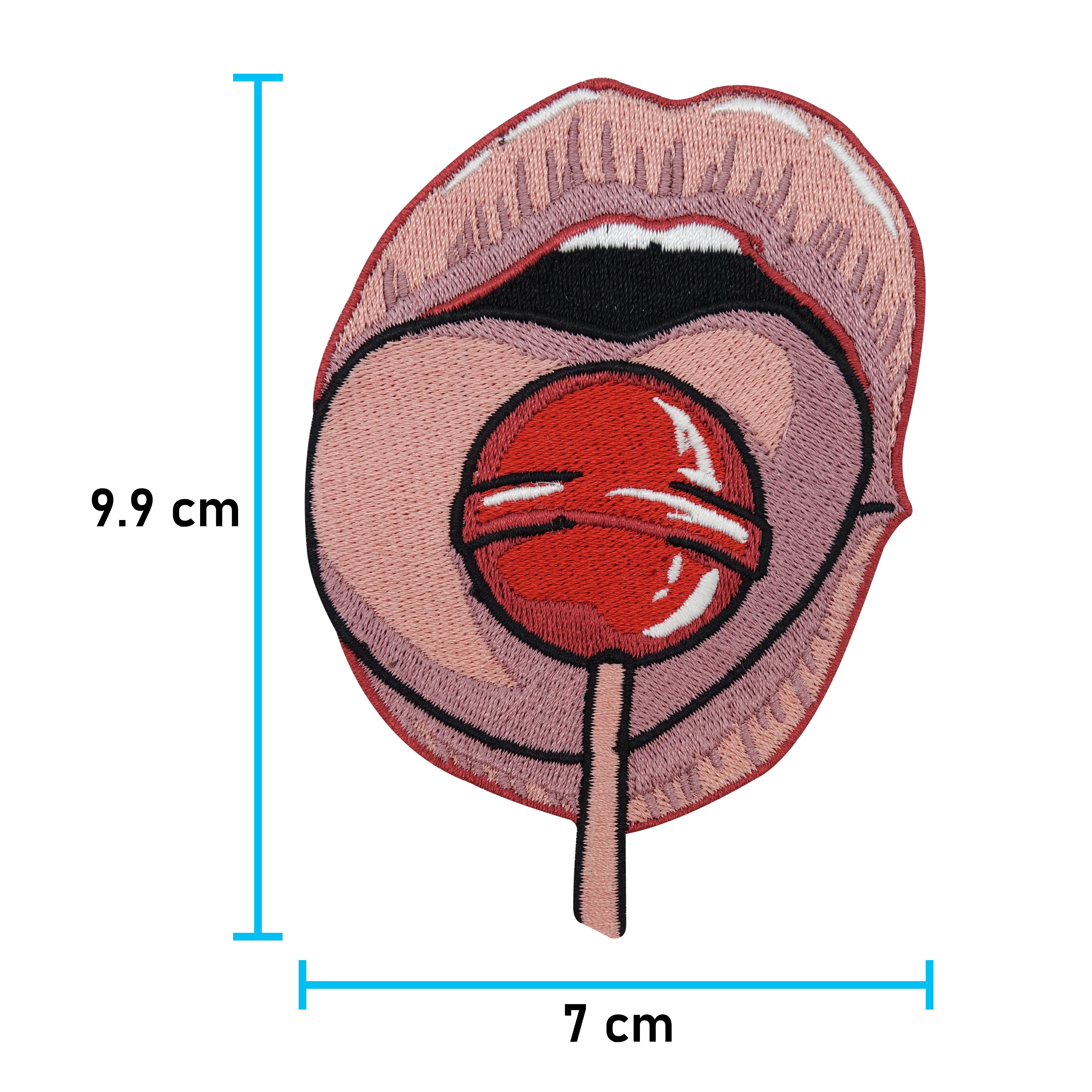 Lippen-Mund-Zunge-Bügelapplikation-Aufbügler-Aufnäher-Maße-9,9x7,0