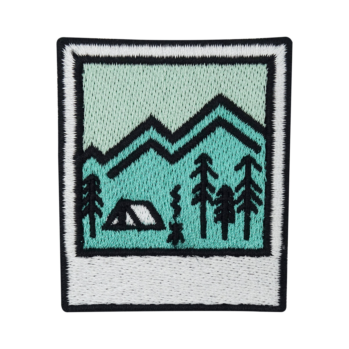 Camping-Bügelpatch-Bügelbild-klein-Berge-Bäume-Zelten-Aufnäher