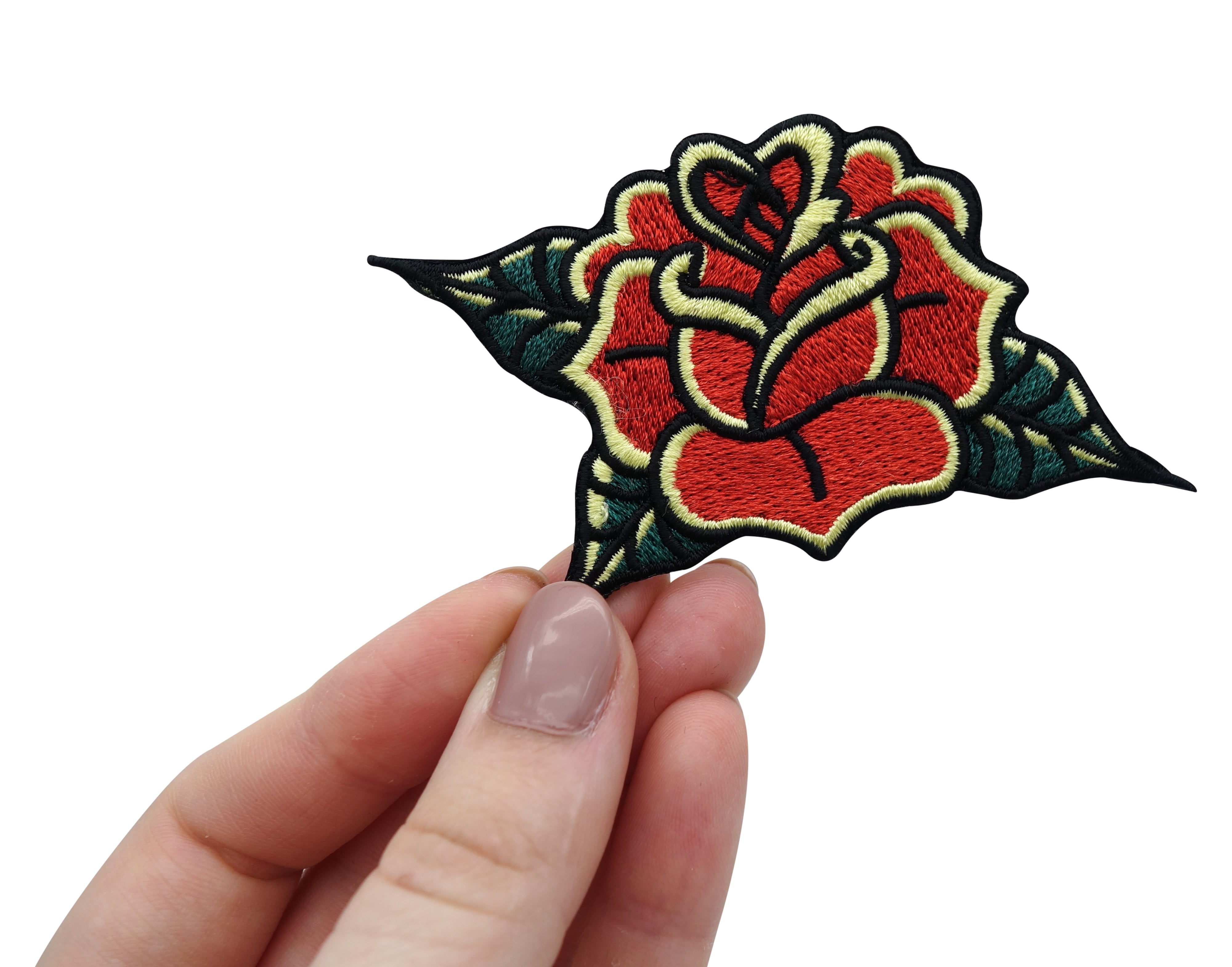 Rosenpatches-Rose-Blumen-Retro-Old-School-Aufnäher-Jeansjacke-Jeans-Aufbügler-Finally-Home