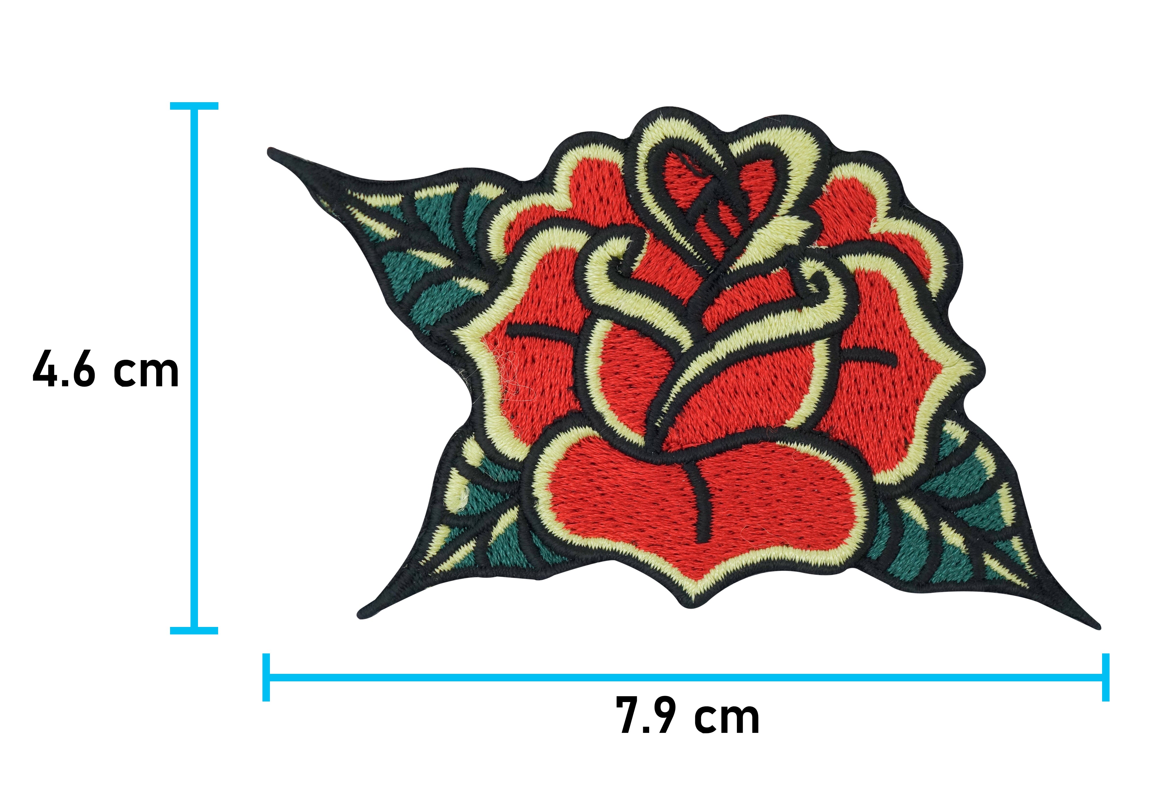 Rosenpatches-Rose-Blumen-Retro-Old-School-Aufnäher-Jeansjacke-Jeans-Aufbügler-Finally-Home-Größe-4,6x7,9