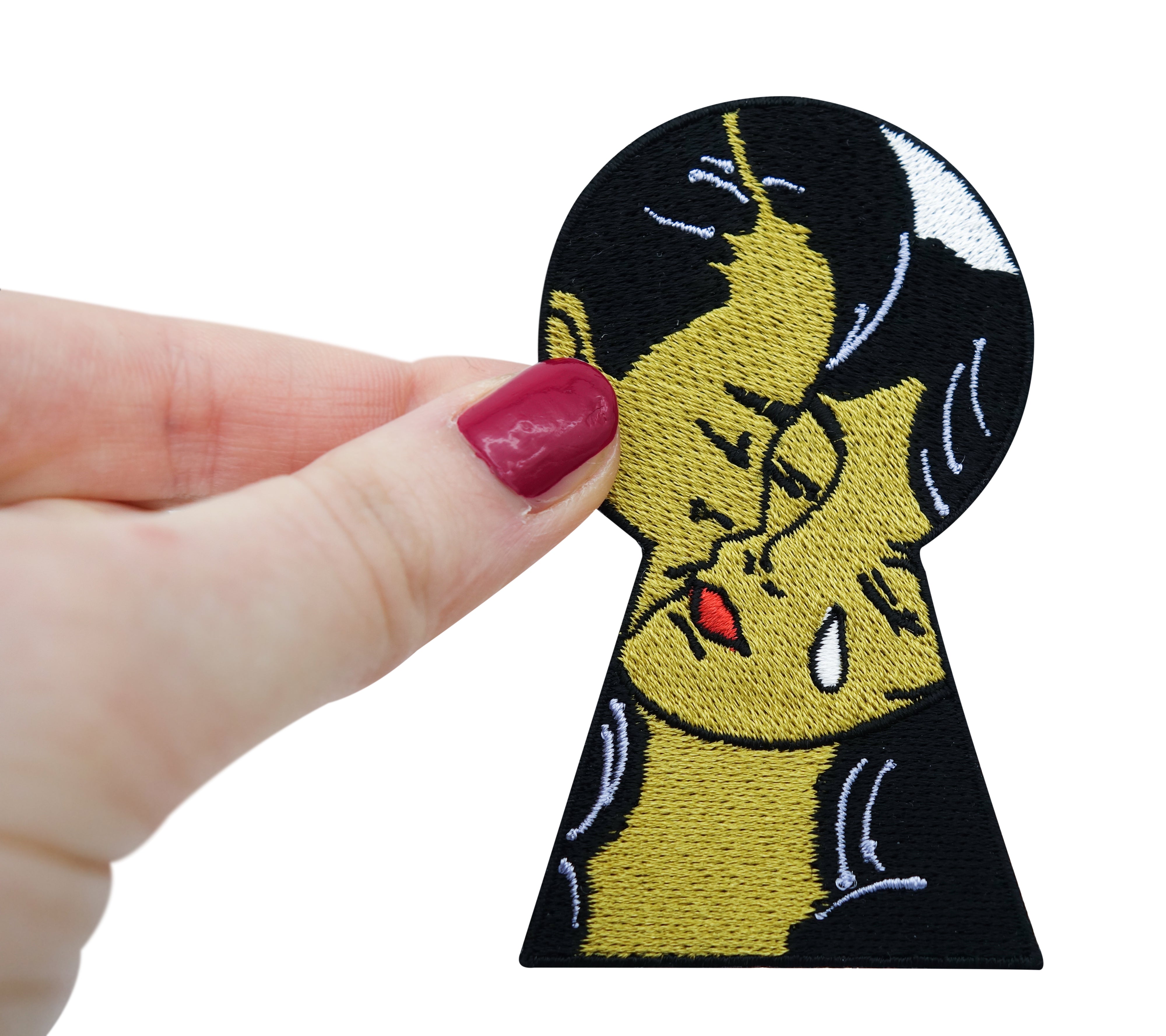 Sad Pop Art Keyhole Patches, Iron-On Comic Style Kiss Iron-On Patches Sad Love