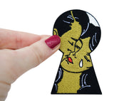 Sad Pop Art Keyhole Patches, Iron-On Comic Style Kiss Iron-On Patches Sad Love
