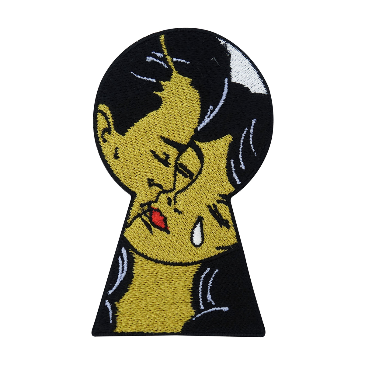 Sad Pop Art Keyhole Patches, Iron-On Comic Style Kiss Iron-On Patches Sad Love