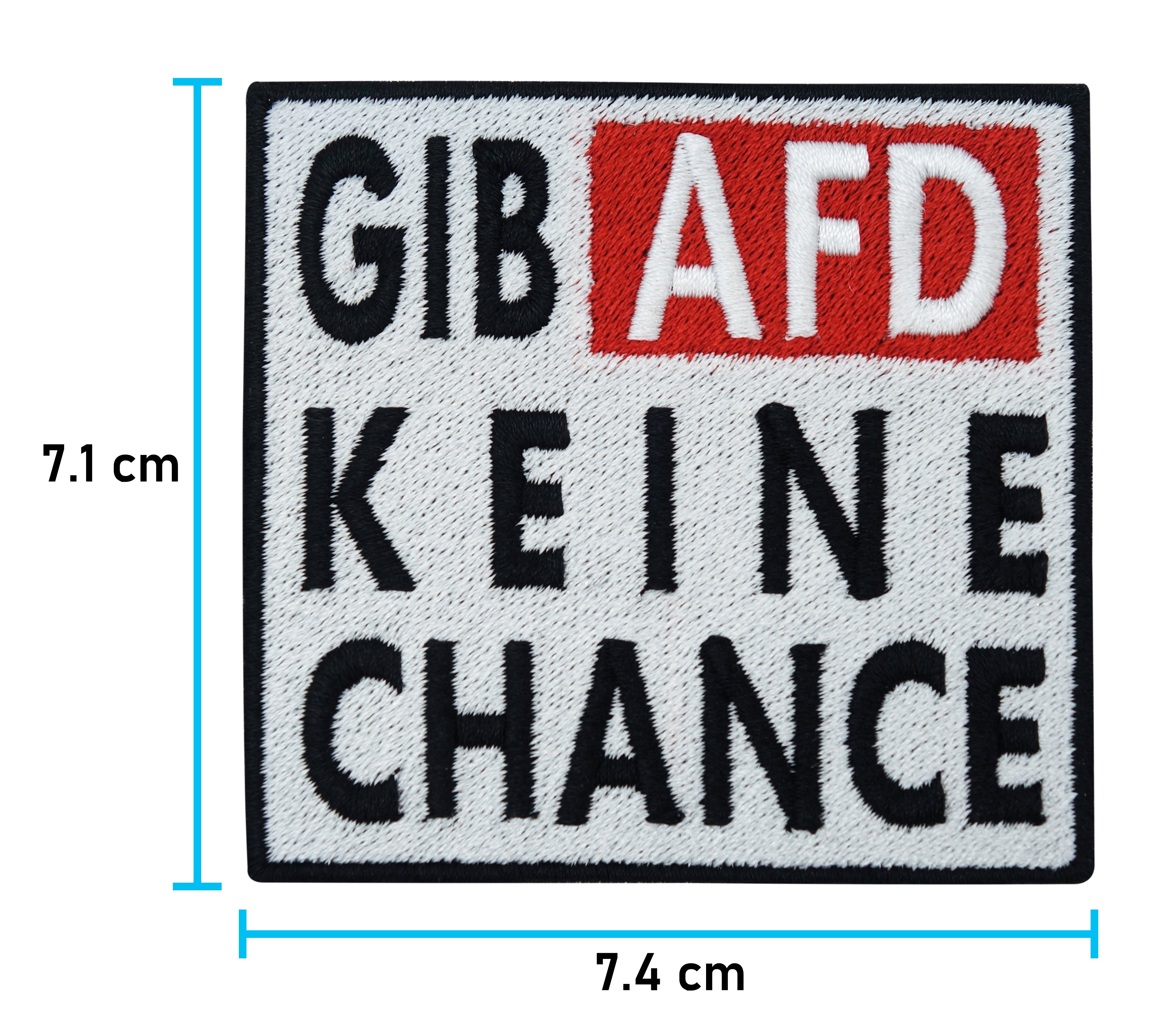 Gib-Afd-keien-Chance-FCKNZS-Patch-zum-Aufbügeln-Gegen-Nazi-Aufnäher-Maße-7,1x7,4